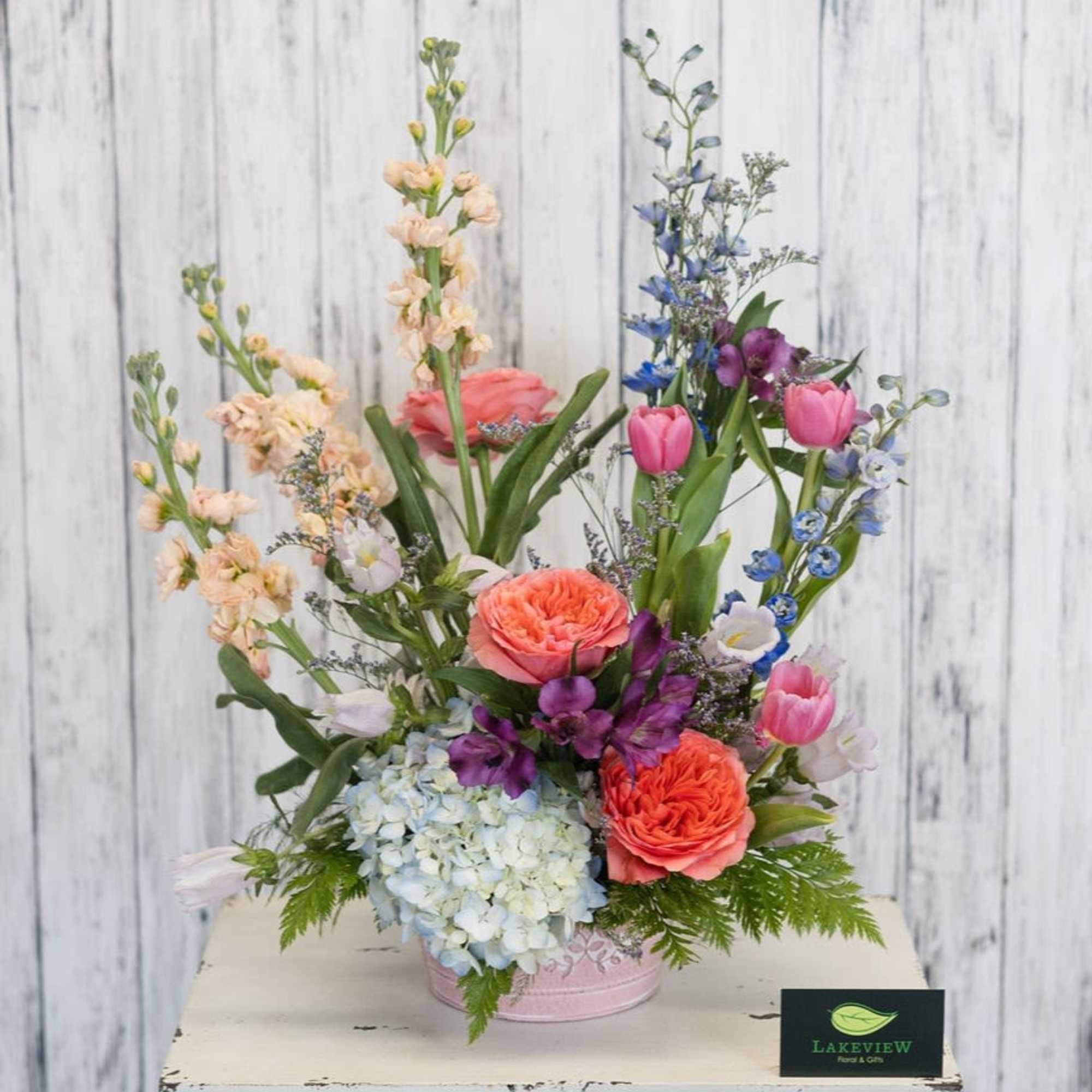 A whimsical, garden-style flower arrangement that feels like a breath of spring