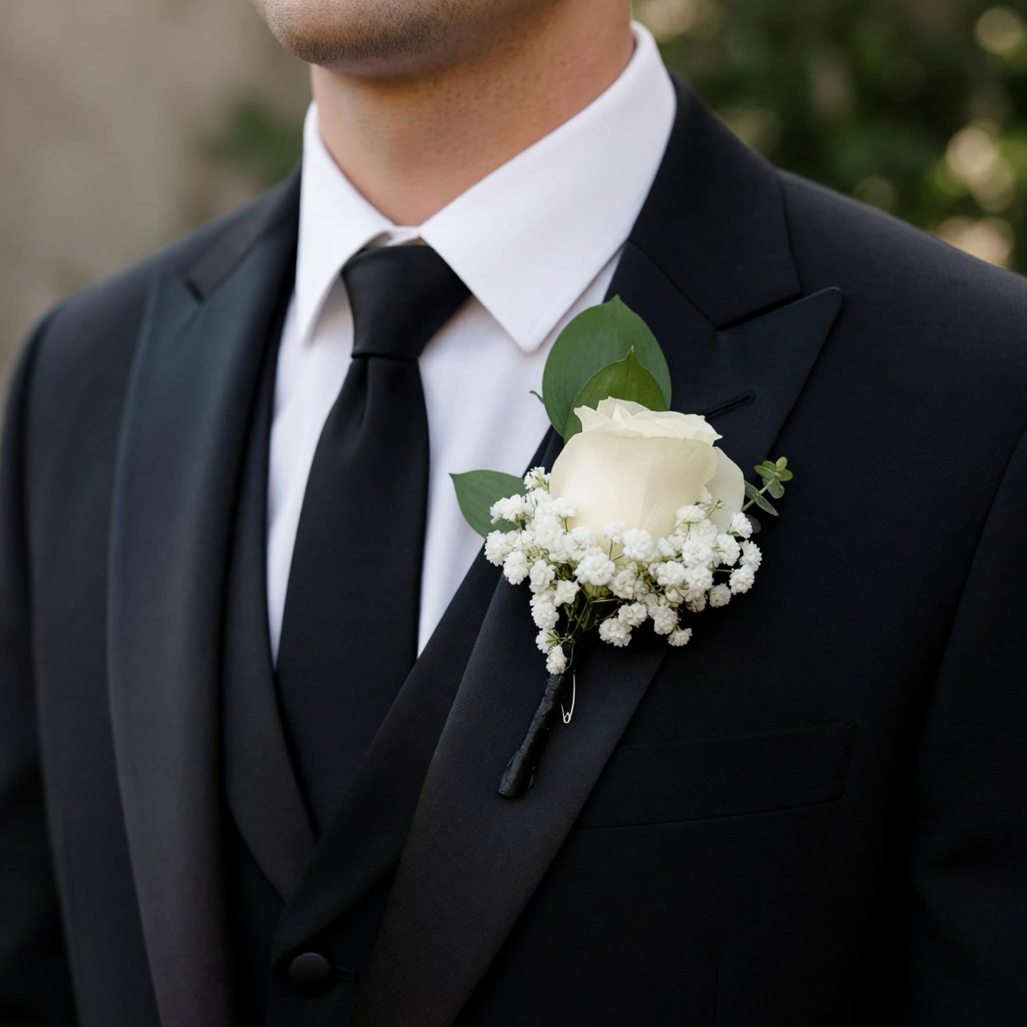 Boutonniere 

ROSE CAN BE PINK OR WHITE, IF YOU NEED A DIFFERENT