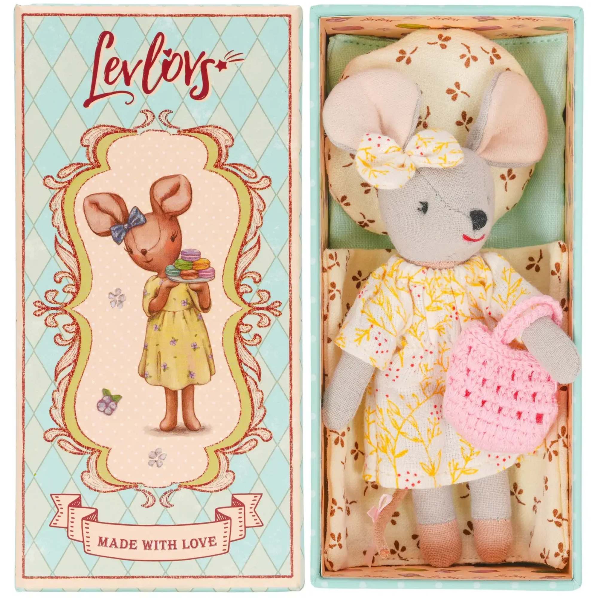 Mouse and Macaroons  Dressed in a soft, sunny dress with delicate
