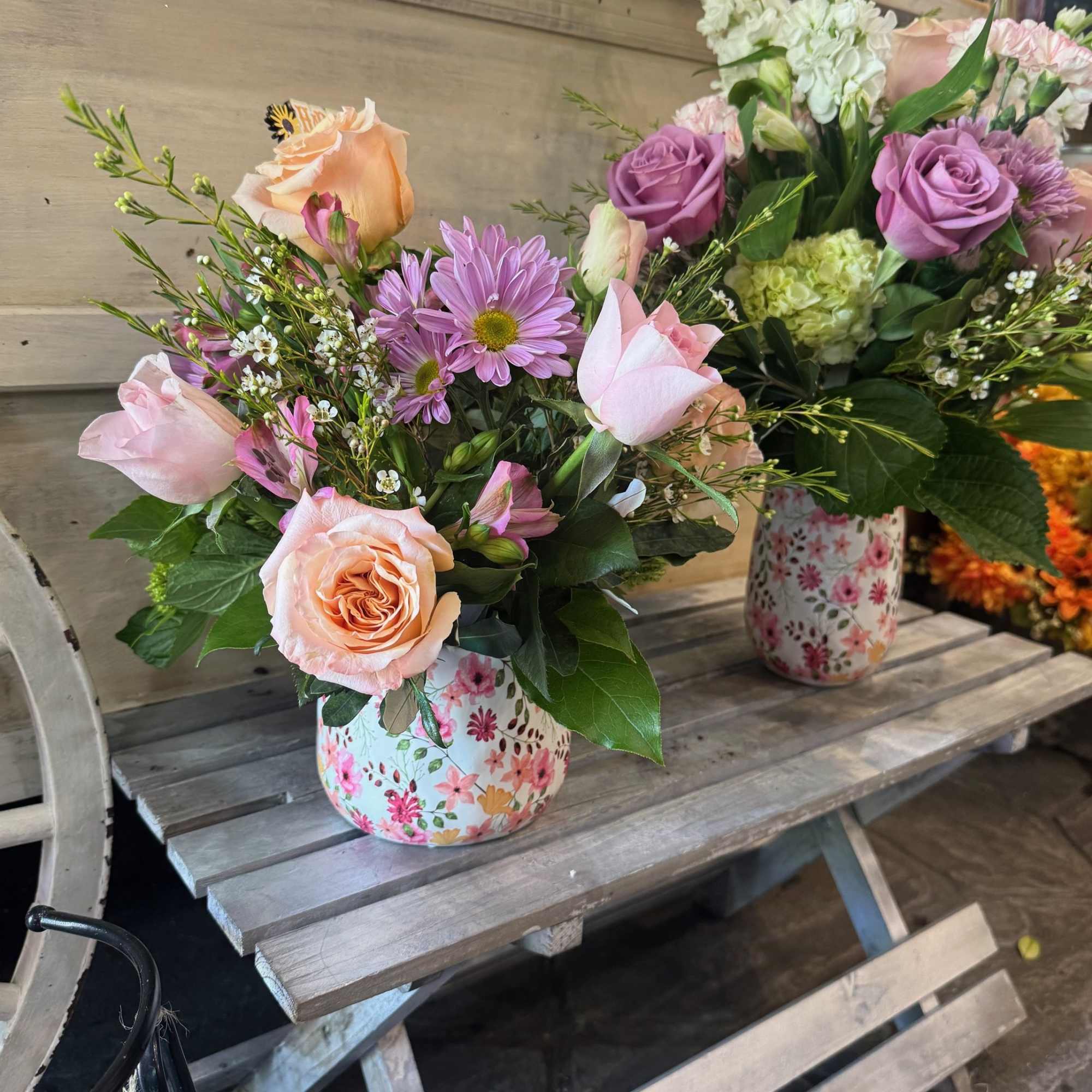 A Soft, garden-fresh pastels make this Mother's Day flower arrangement feel like