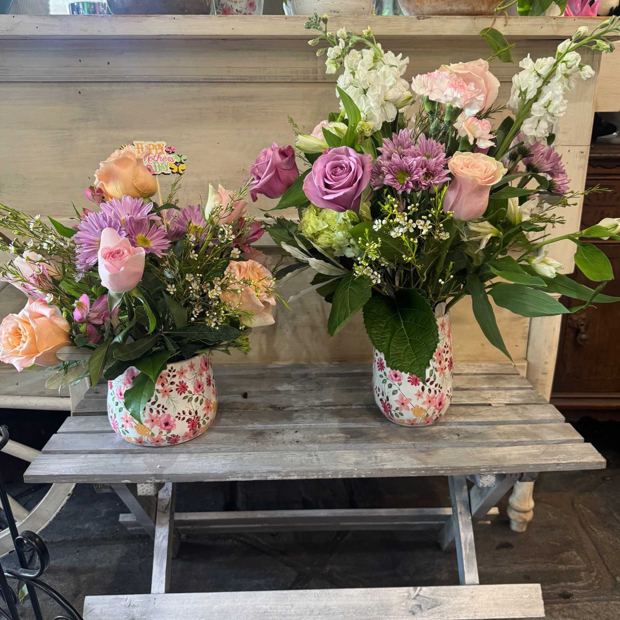 A Soft, garden-fresh pastels make this Mother's Day flower arrangement feel like