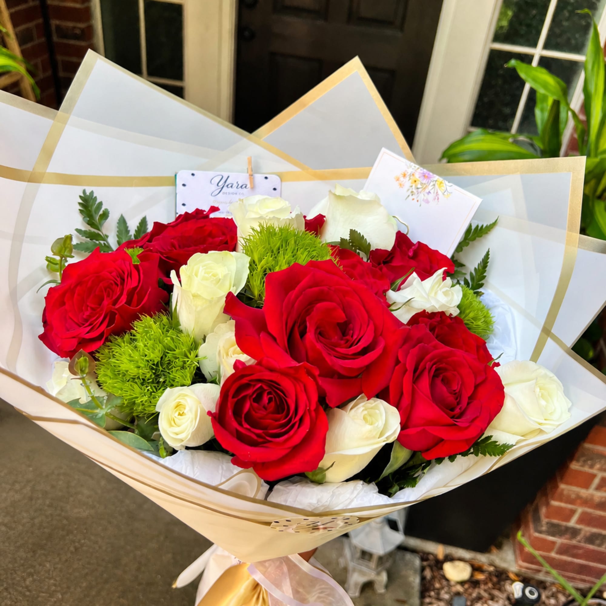 A timeless bouquet featuring 10 premium red roses and 10 elegant white