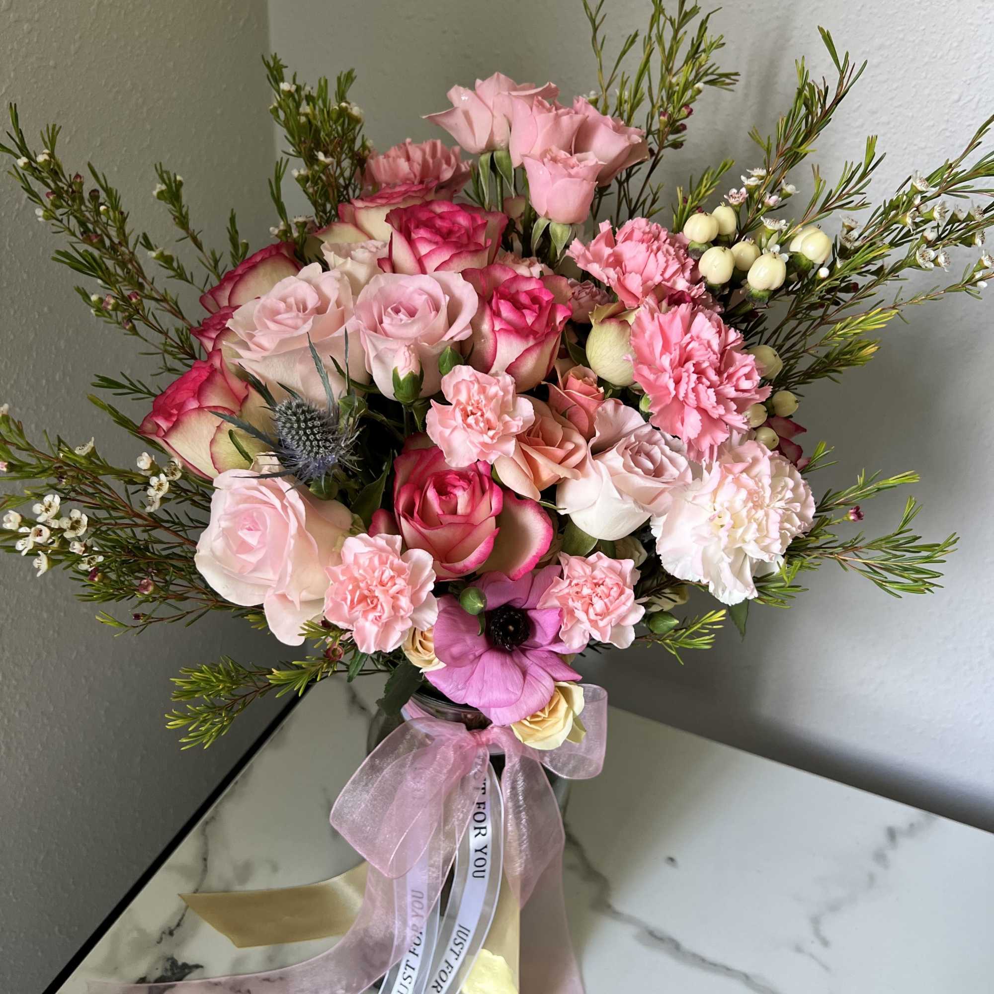 Soft blush and garden-petal pinks take center stage in this pink garden