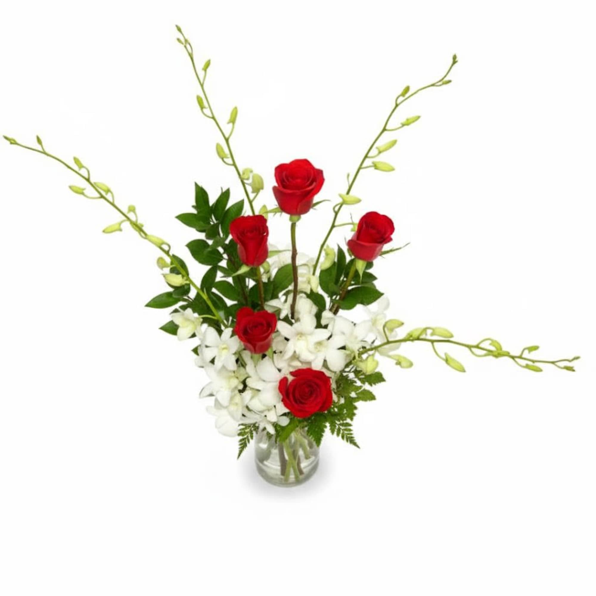  Pet Friendly?
No &mdash; Red Roses and White Orchids are generally safe