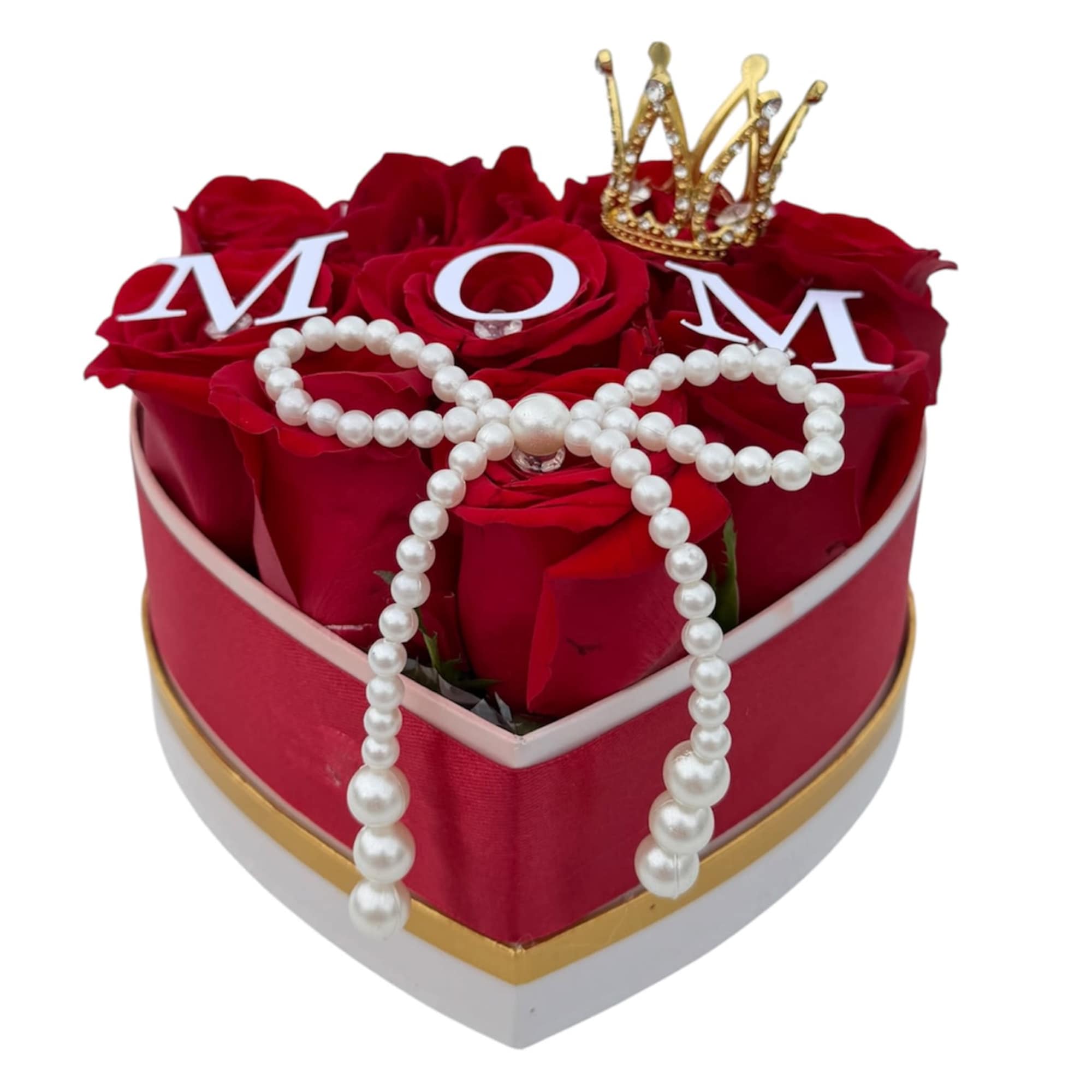 Decorated with pearls, a crown, and &ldquo;MOM&rdquo; lettering&mdash;perfect for Mother's Day and
