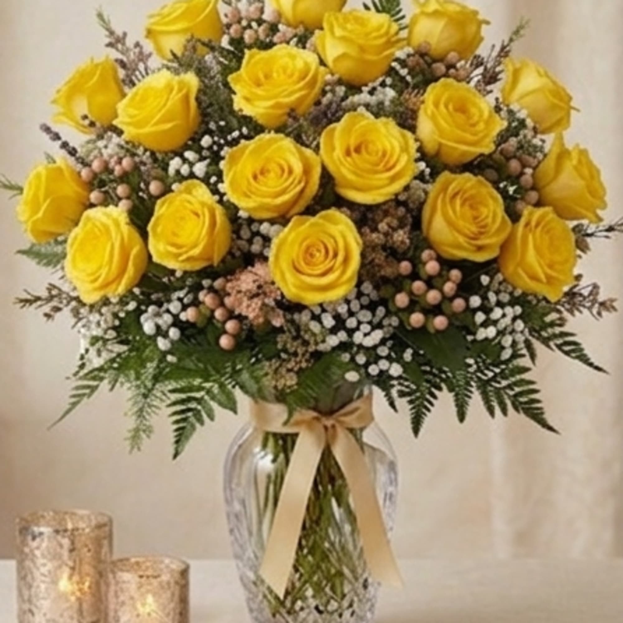 Brighten someone's day with these stunning yellow rose arrangements, thoughtfully designed to