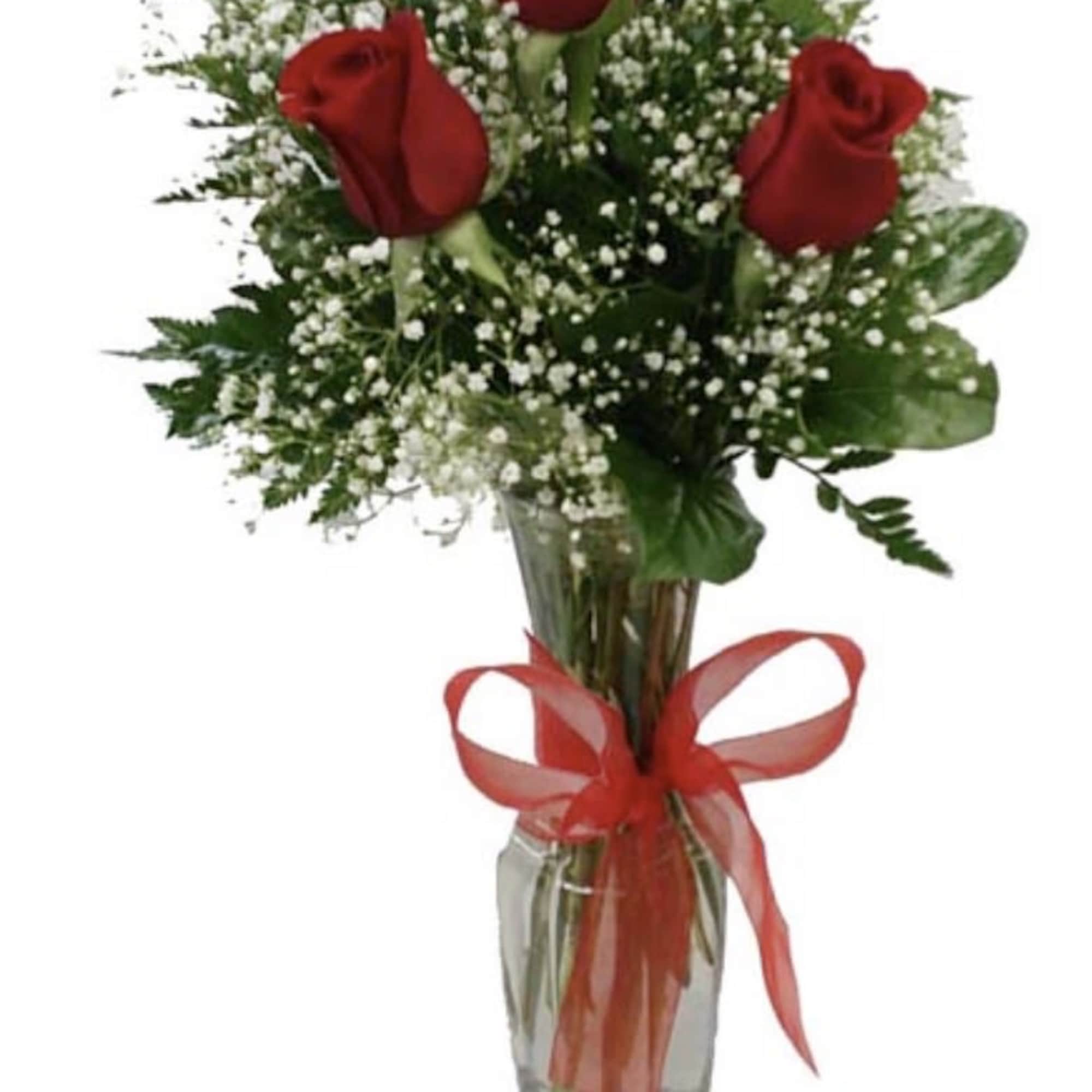 Beautiful bad vase with roses and fillers 
Standard 1 single
Rose 
Deluxe 2