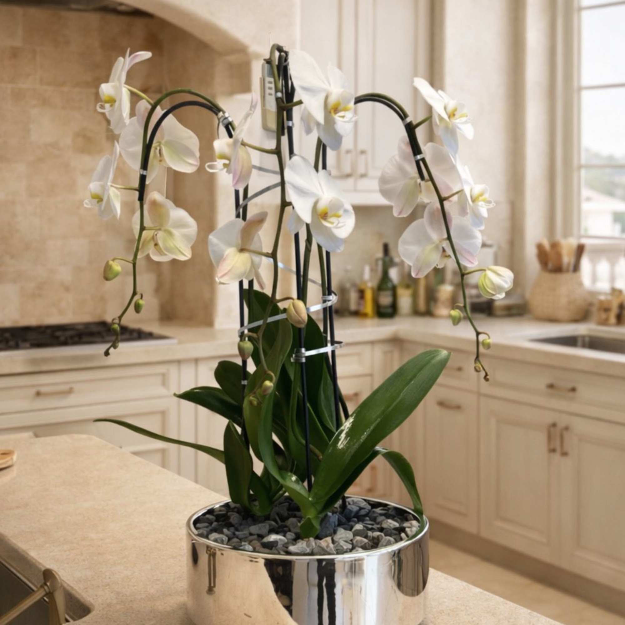 Same day Delivery Triple White Phalaenopsis Orchid With a Vase 12" x