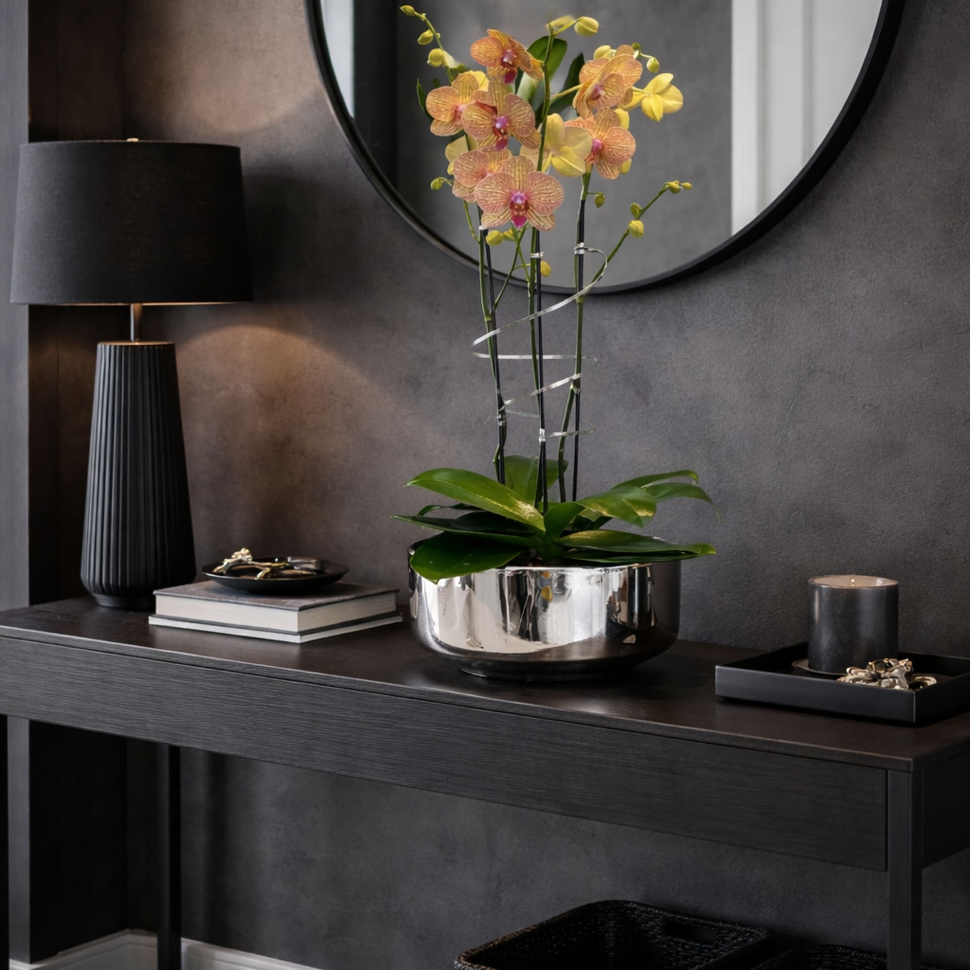 Same day Delivery Triple Peach Phalaenopsis Orchid With a Vase 12" x