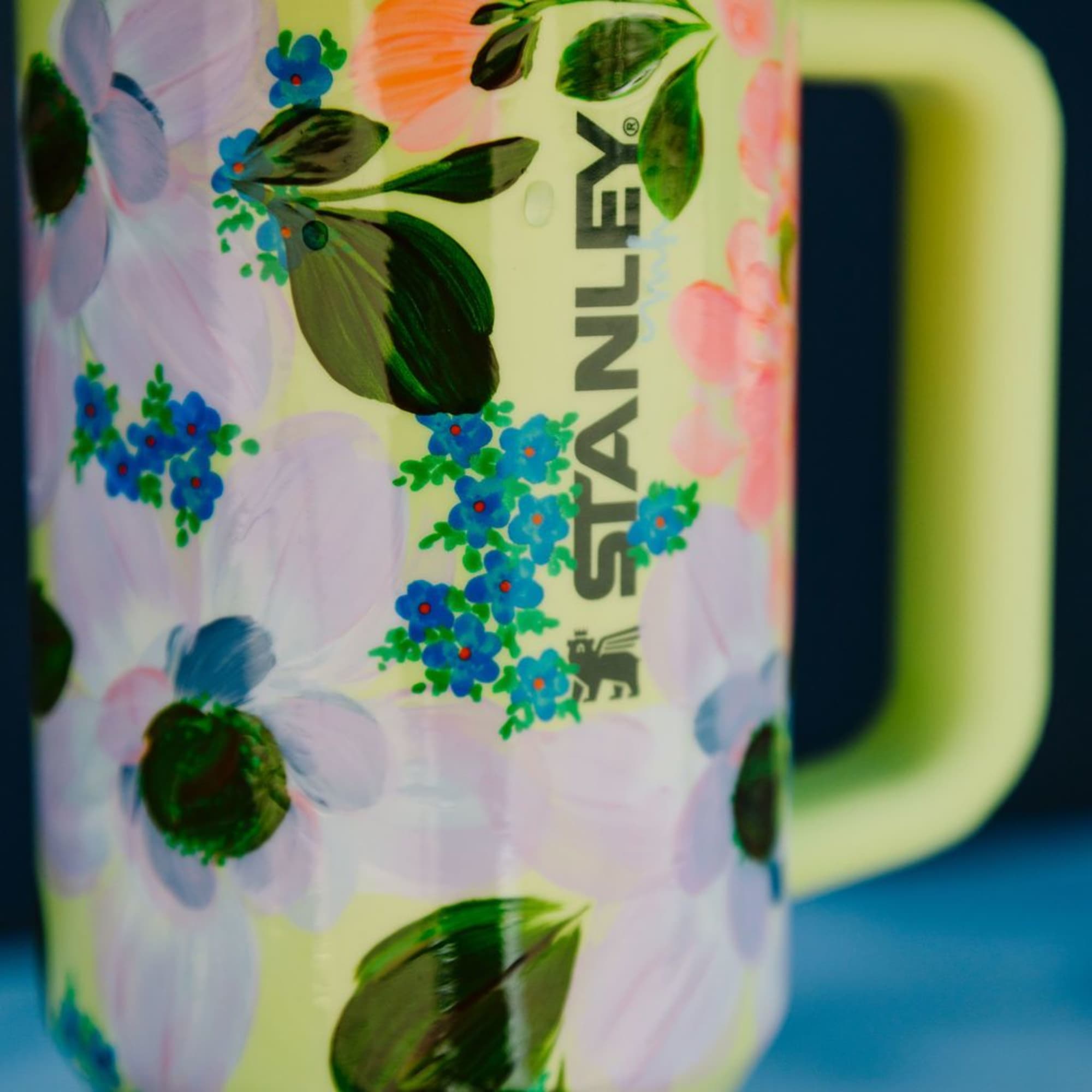 This tumbler is a one-of-a-kind, hand-painted piece sealed with a clear gloss