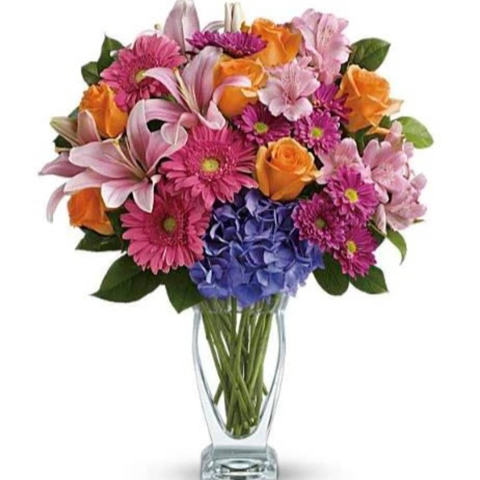 Pet Friendly?
No
This arrangement contains lilies and daisy-style mums, which are listed as