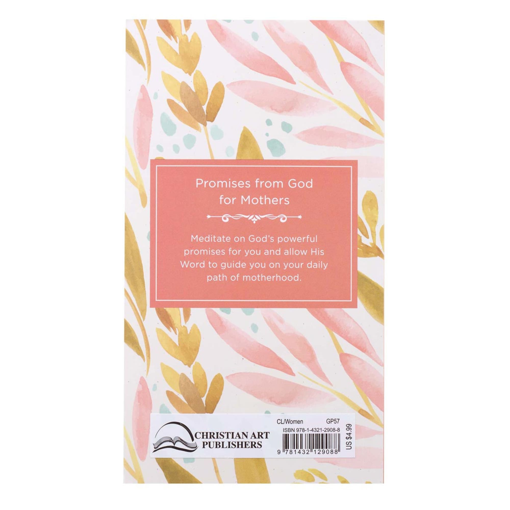 A floral-patterned devotional book titled "Promises from God for Mothers."
