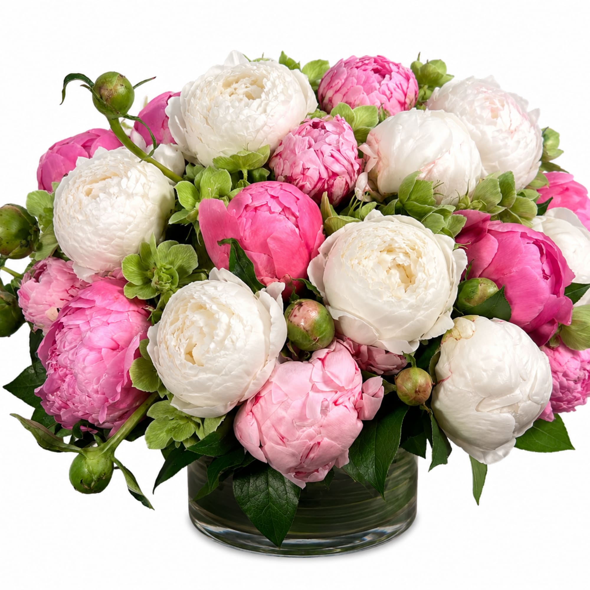 Experience the beauty of simplicity with our modern peonies bouquet, accented with
