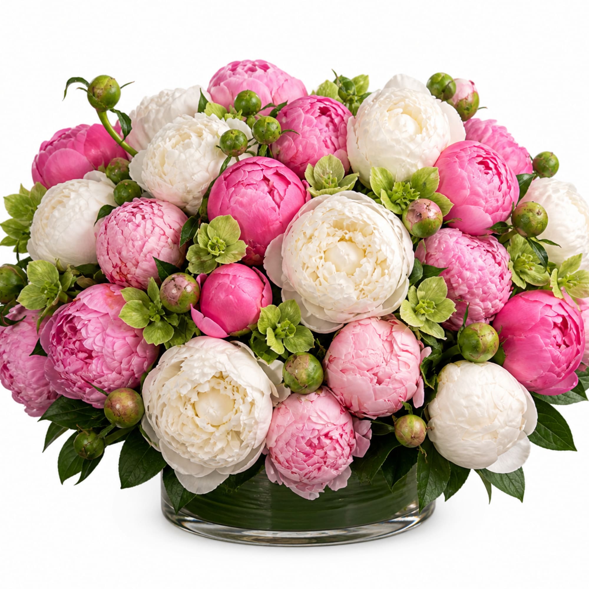 Experience the beauty of simplicity with our modern peonies bouquet, accented with