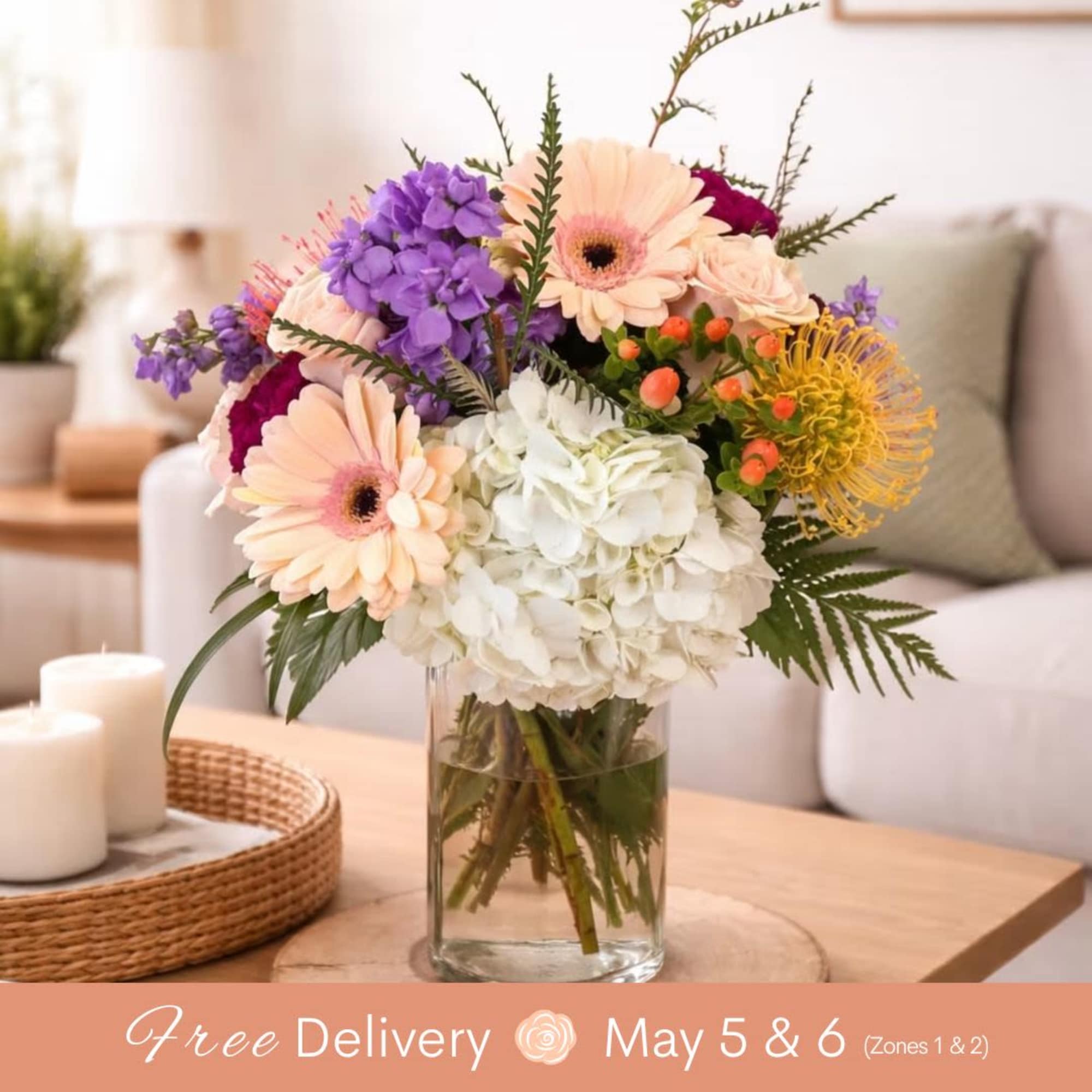 This Gorgeous Arrangement features a wonderful mixture of roses, hydrangea, and other