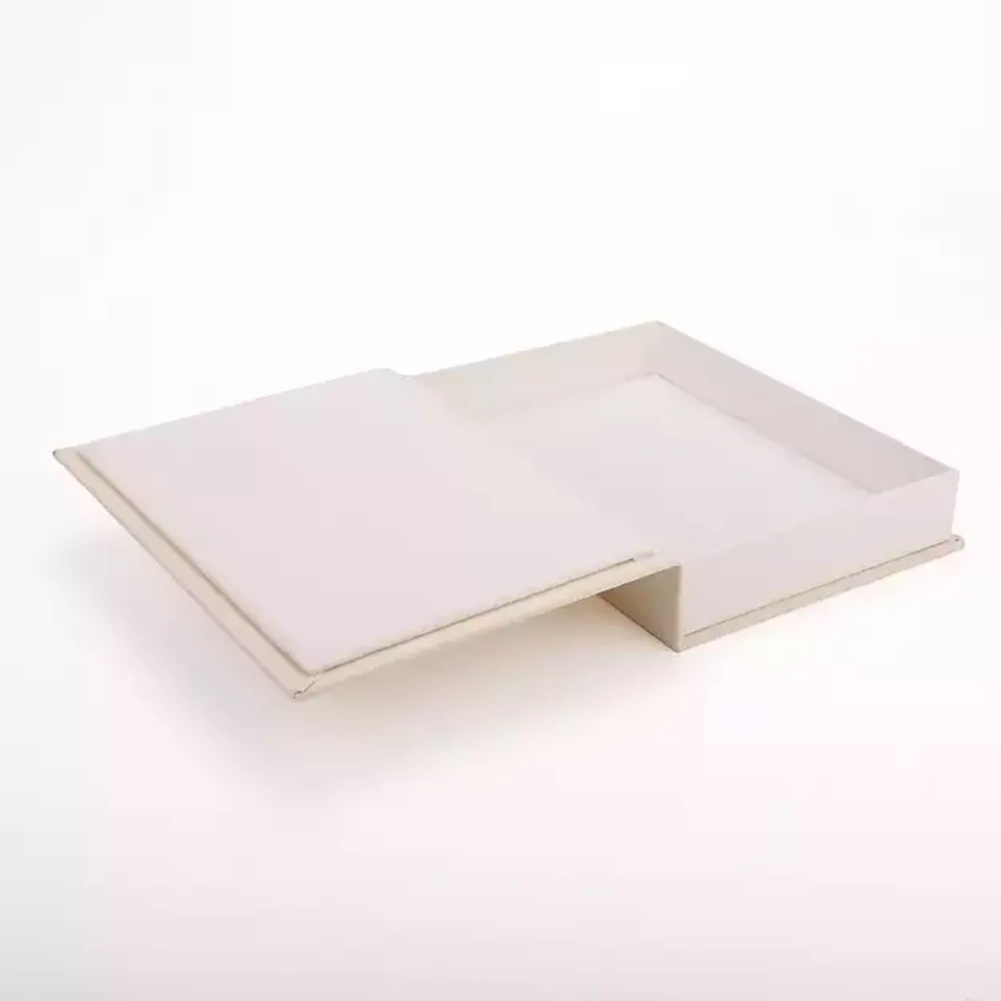 White rectangular floral foam tray with a slanted lid