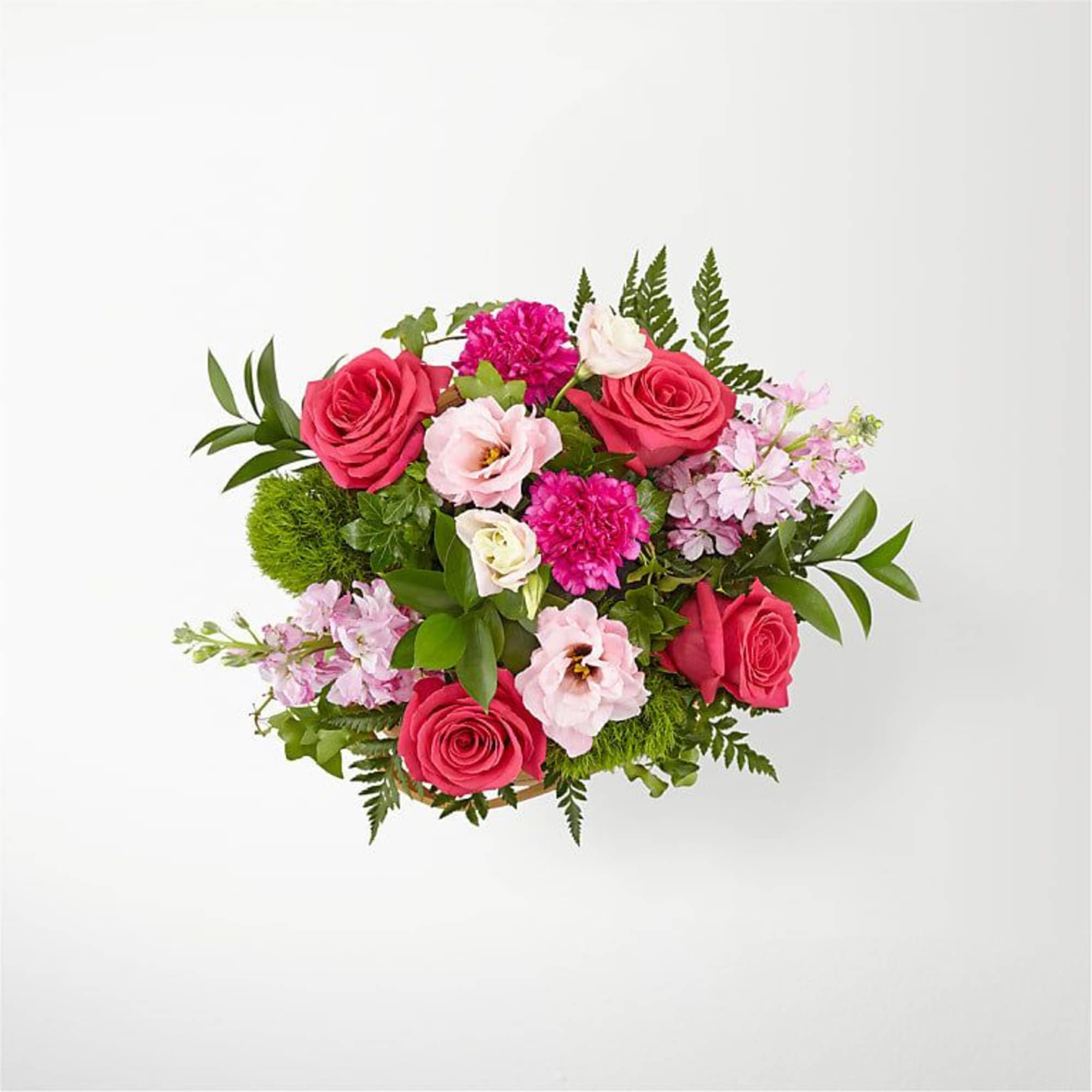 Pink and white mixed flower bouquet with roses and carnations
