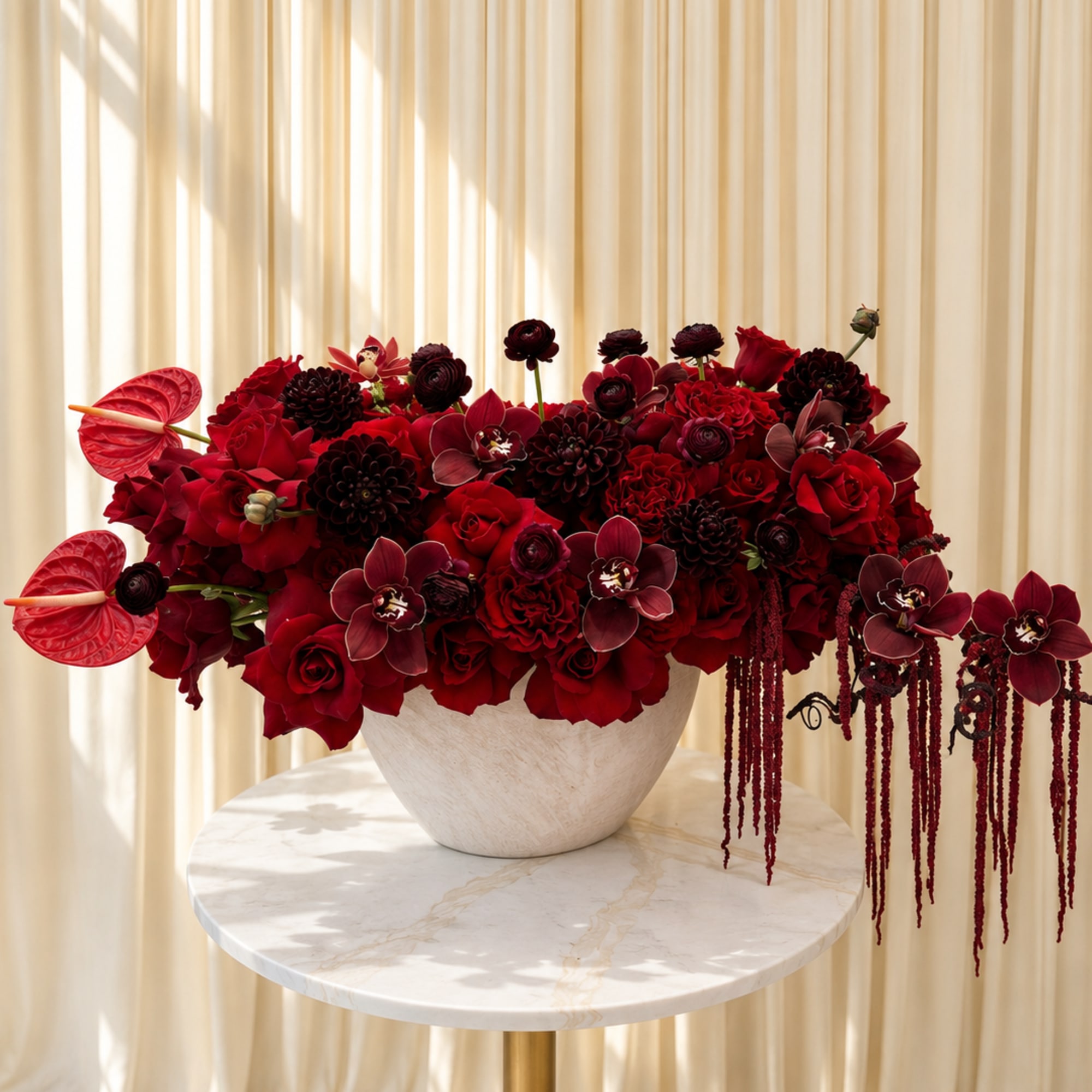 Rouge Romance is a bold and luxurious floral arrangement designed to capture