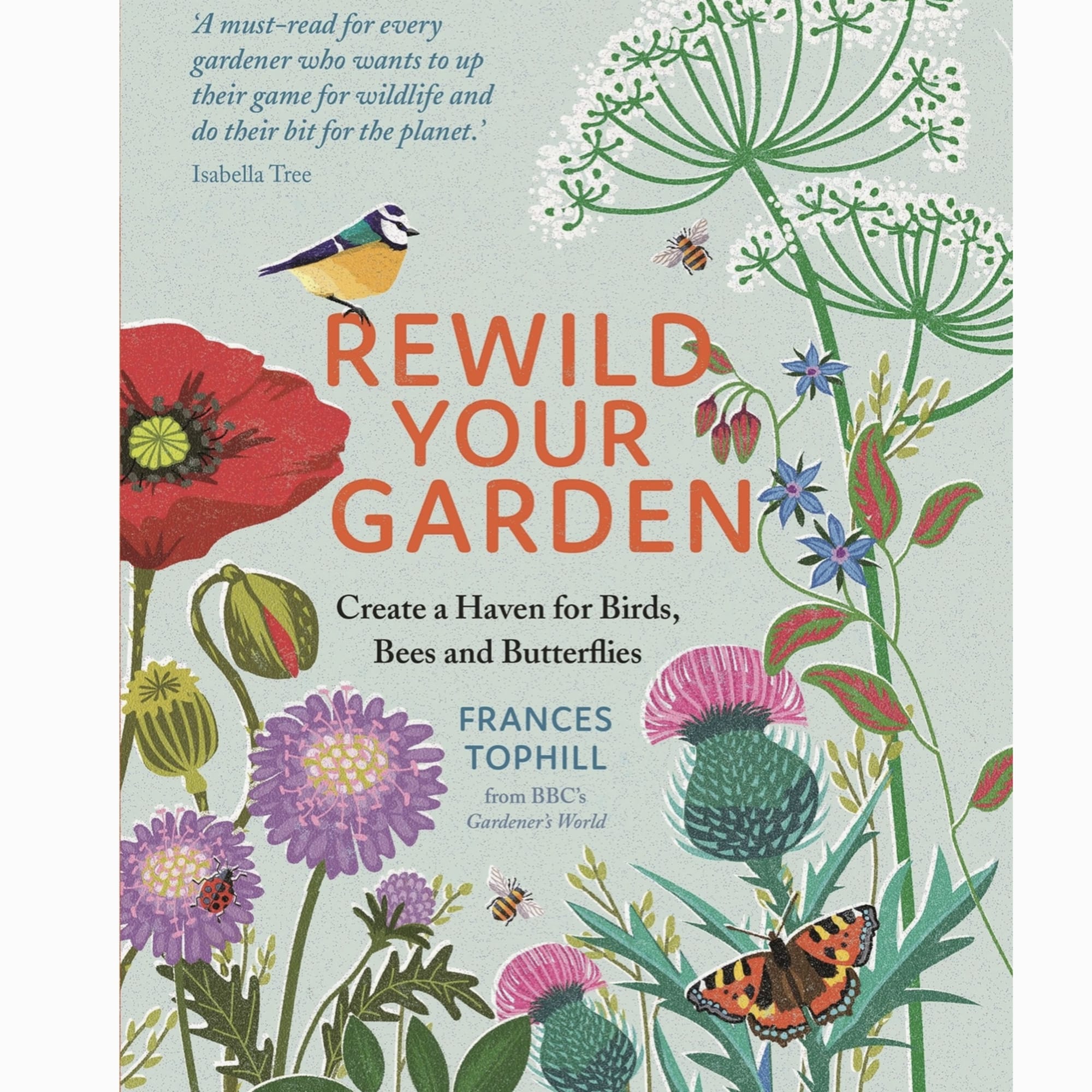 Illustrated book cover with flowers, birds, and butterflies