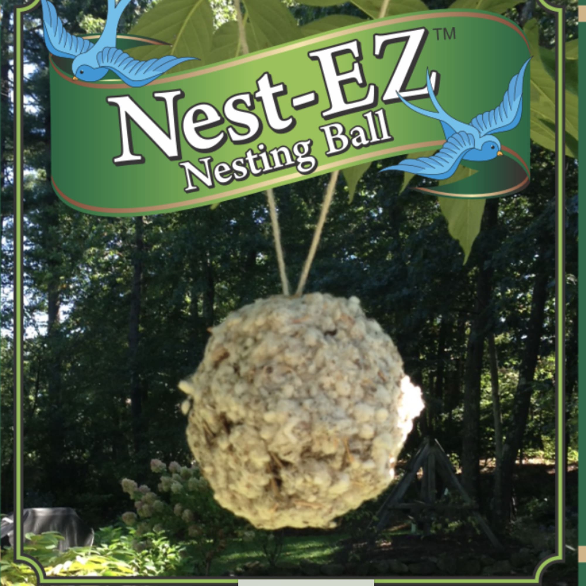 Hanging bird nest ball with a textured tan surface