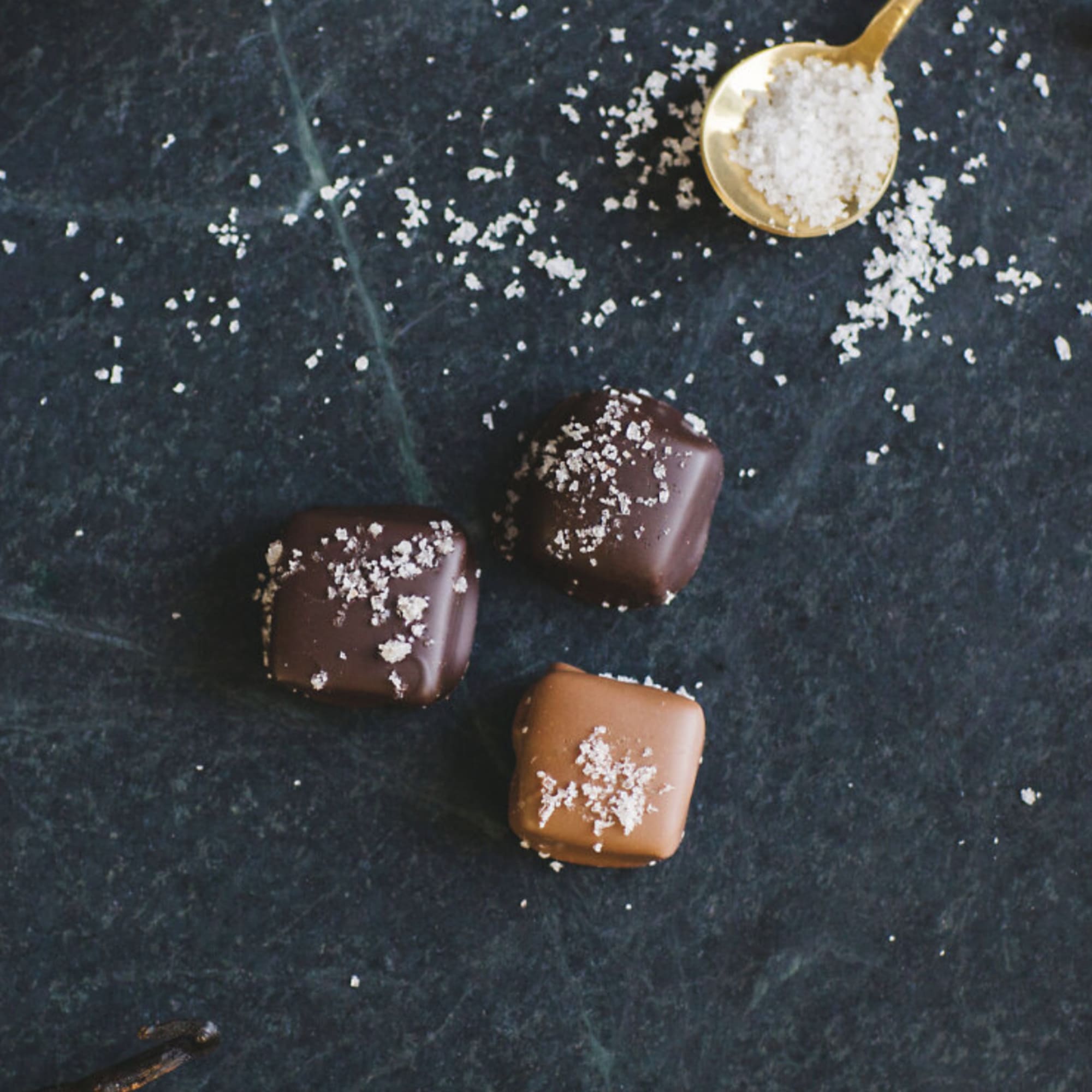 10 Piece Box of Milk &amp; Dark Salted Caramels made locally by