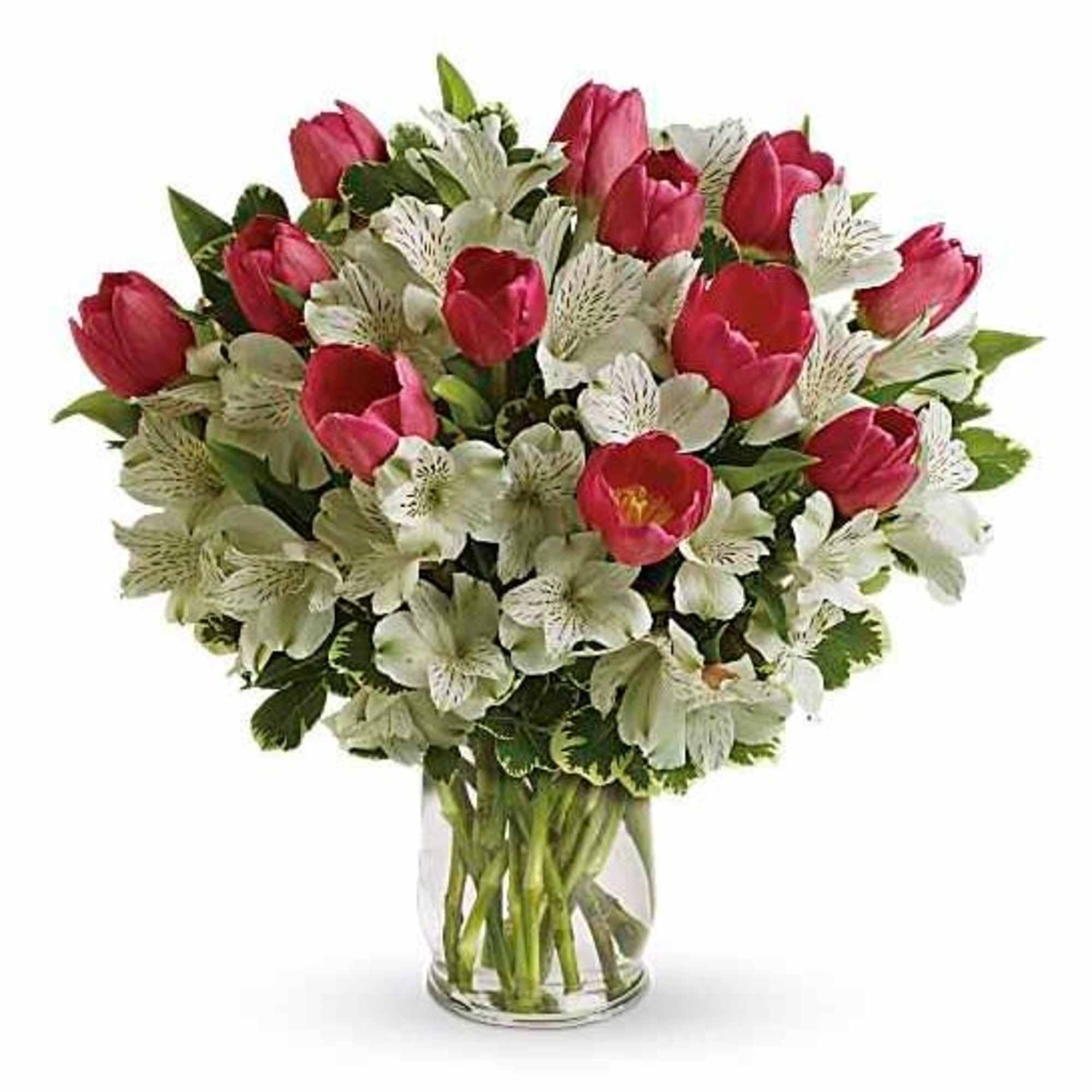 Spring is the season for romance! Brimming with exquisite tulips and alstroemeria