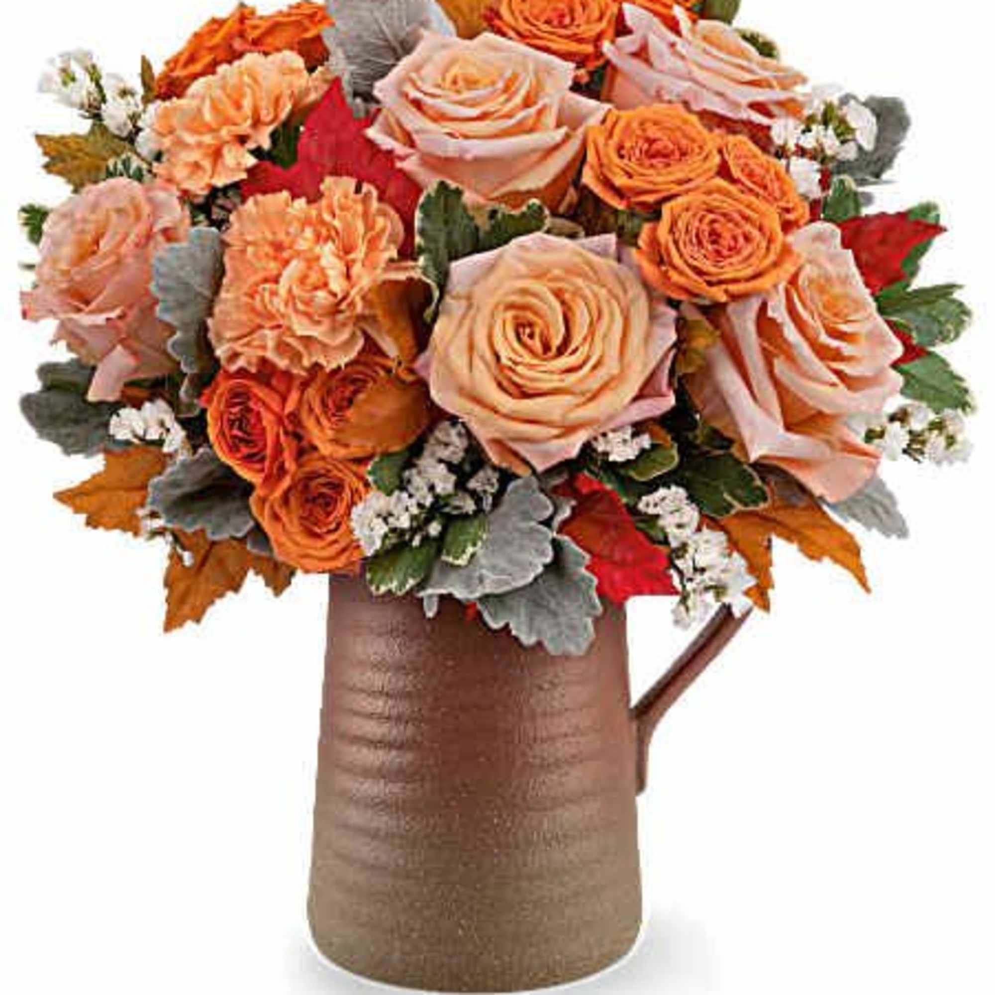 Teleflora's Cider &amp; Clay Bouquet brings cozy autumn charm to any space.