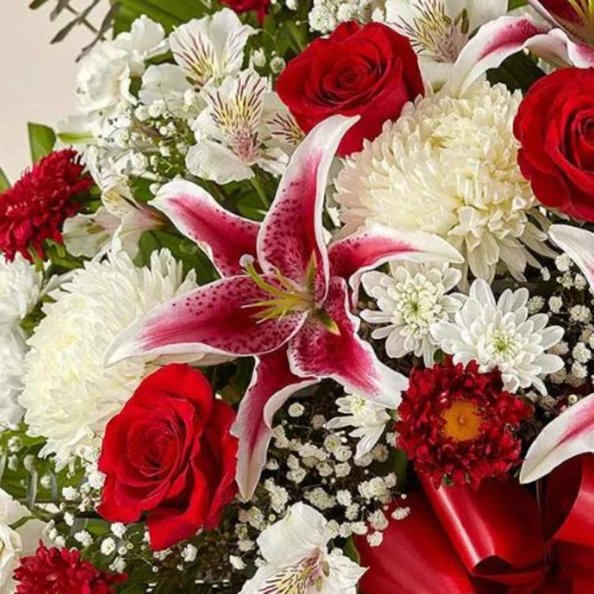 Pet Friendly?
No - This arrangement contains Lilies, which are highly toxic to