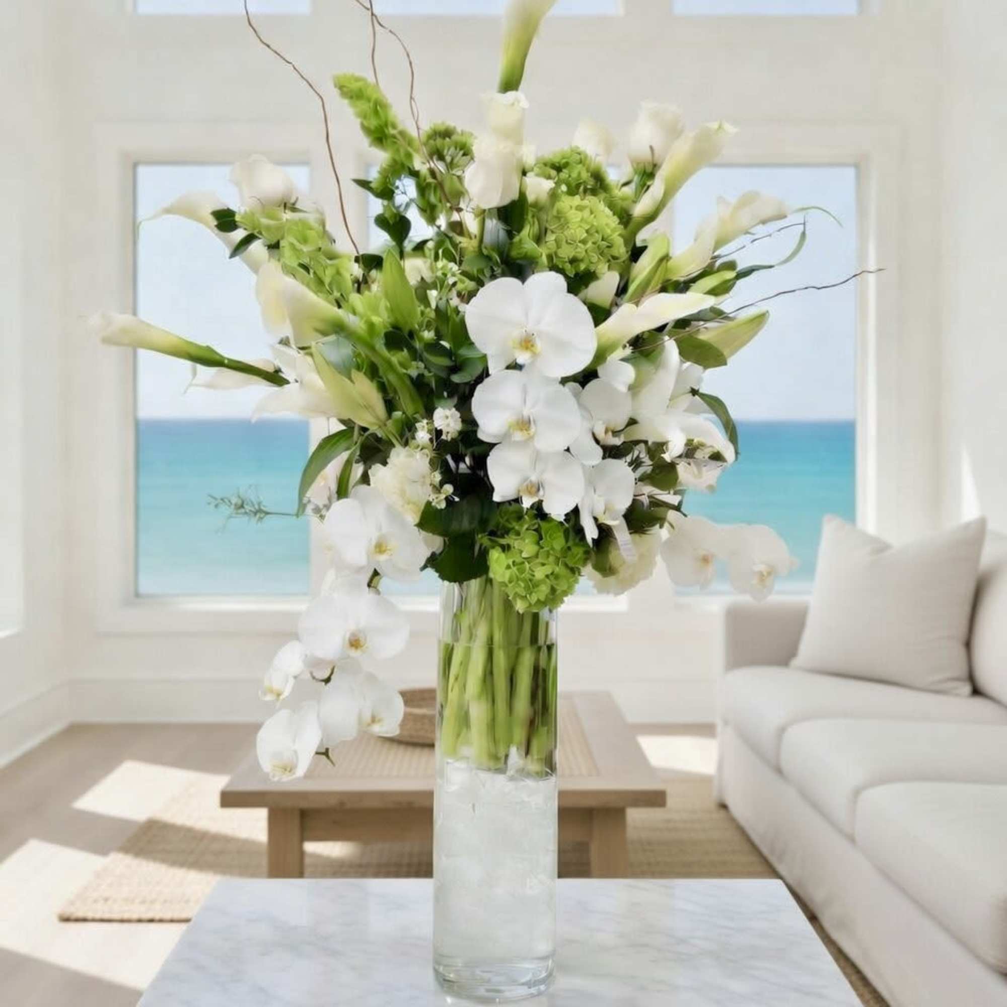 Zantedeschias Flower Bouquet: Tall and Elegant calla lilies arrangement accented with calla