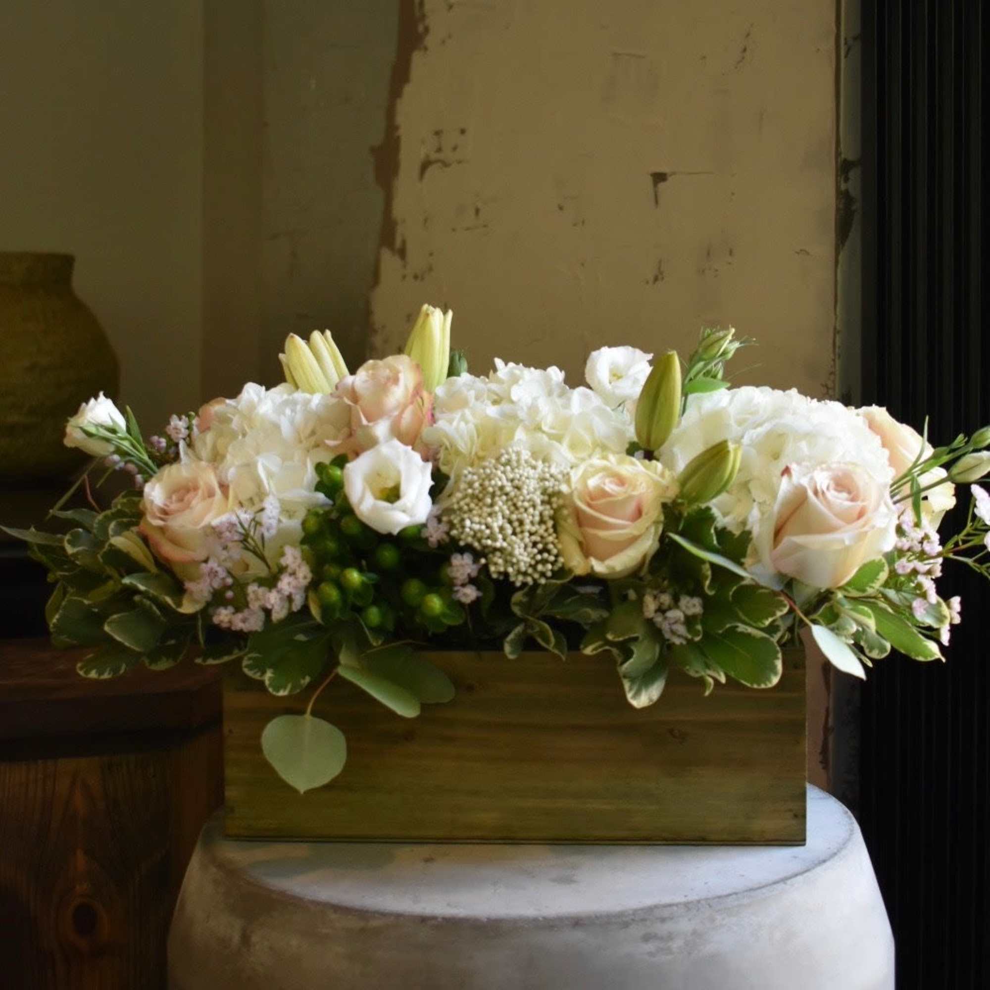 Each arrangement is custom designed, using seasonal, best-of-day blooms. The image shown