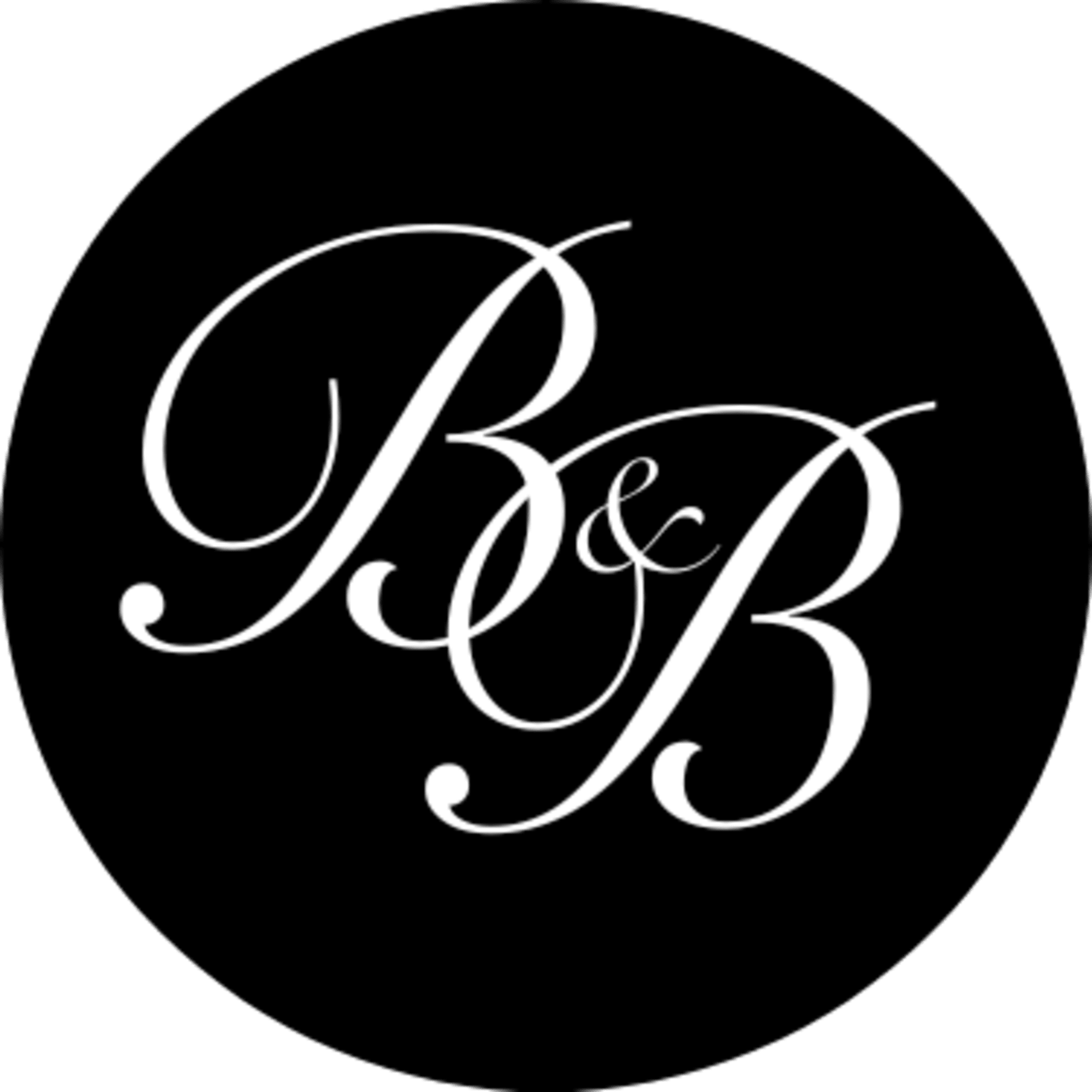 White B&B monogram on a black circular background