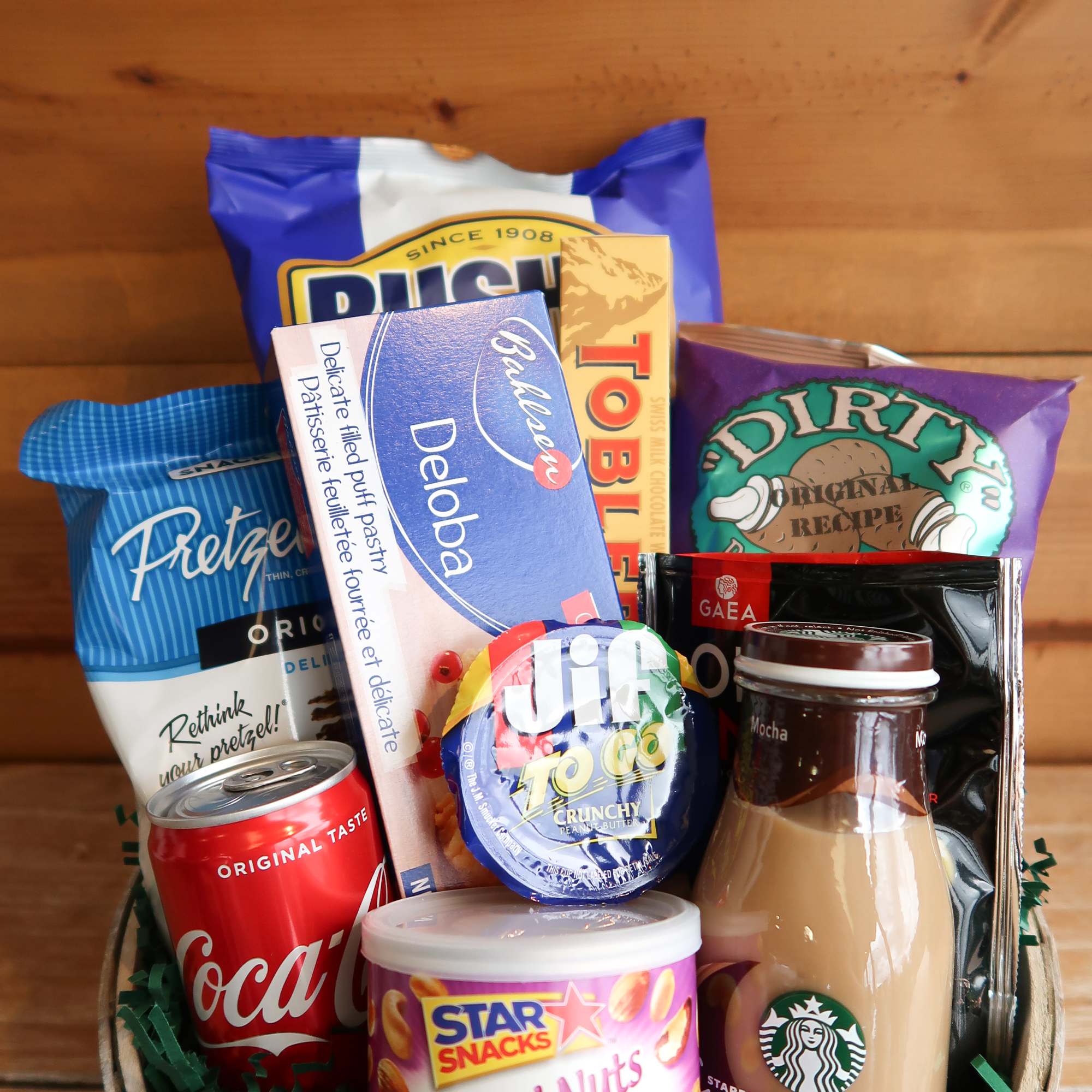 The perfect care package for any dad who loves to snack!
This basket