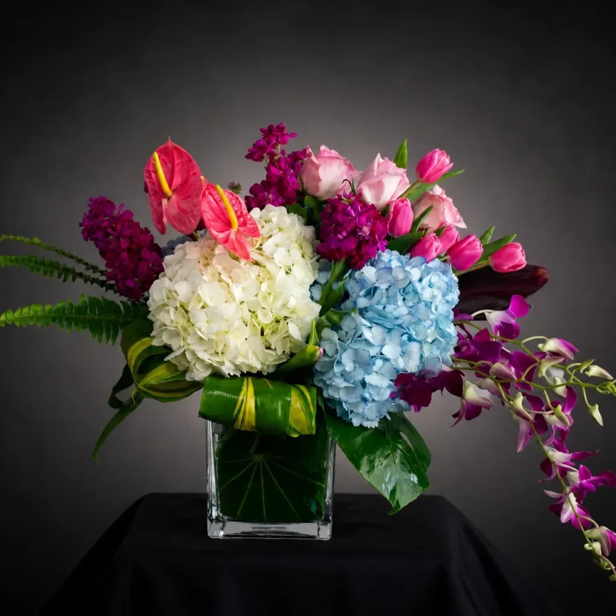 A refined composition that blends soft elegance with vibrant movement, Azure Blush