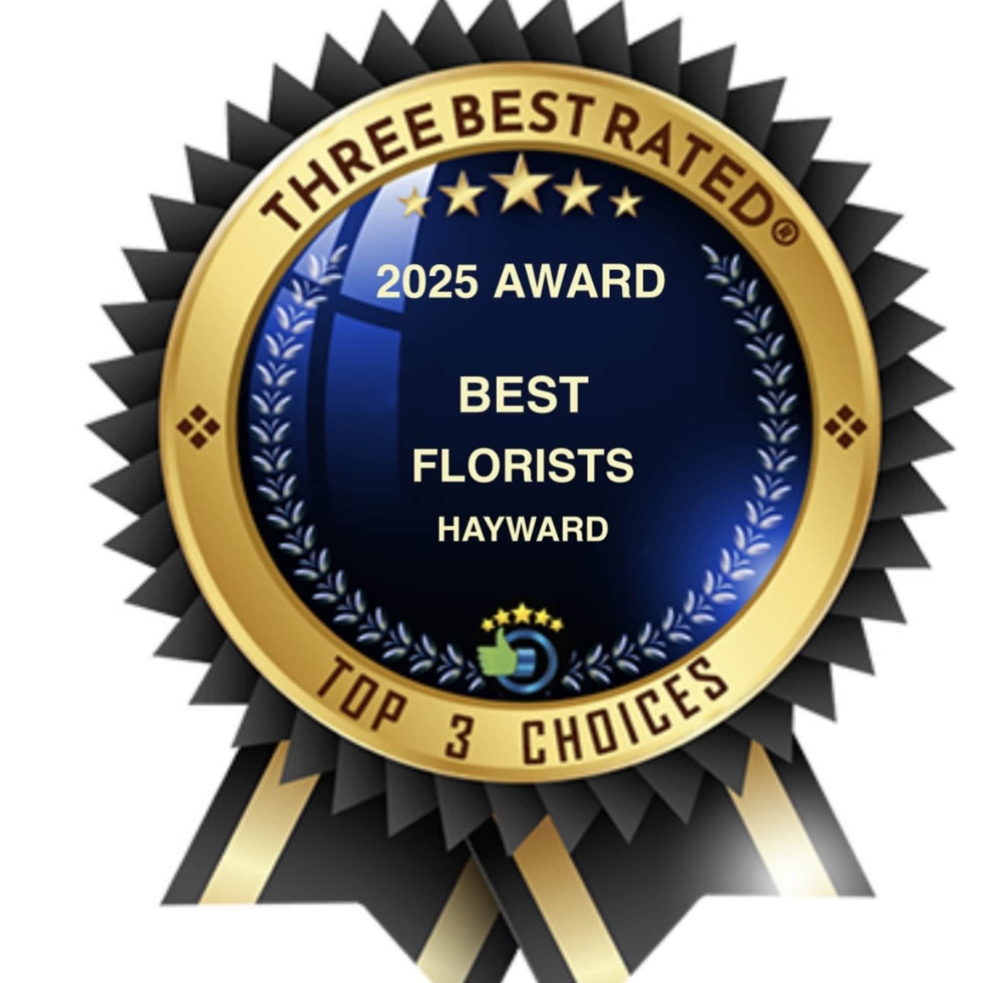 Gold and black award ribbon badge with text for best florists