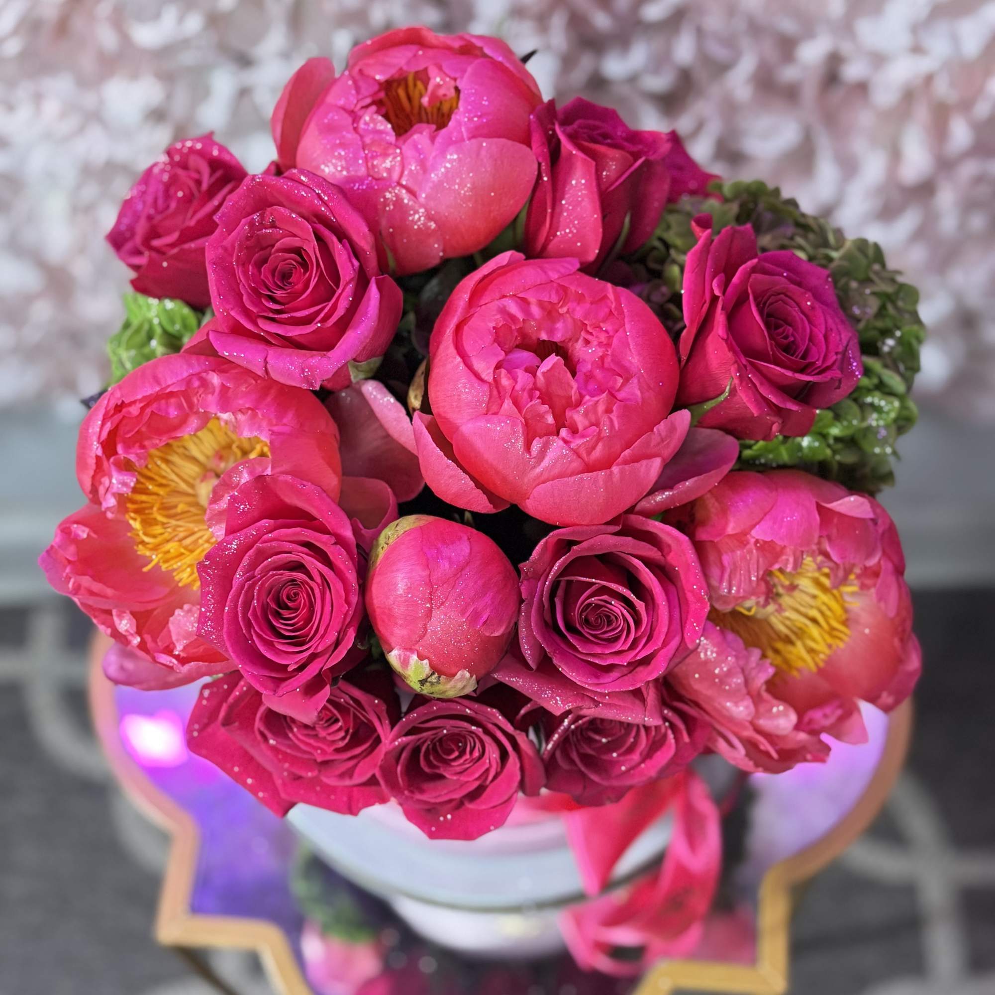 A luxurious floral box designed to celebrate Mom in the most elegant