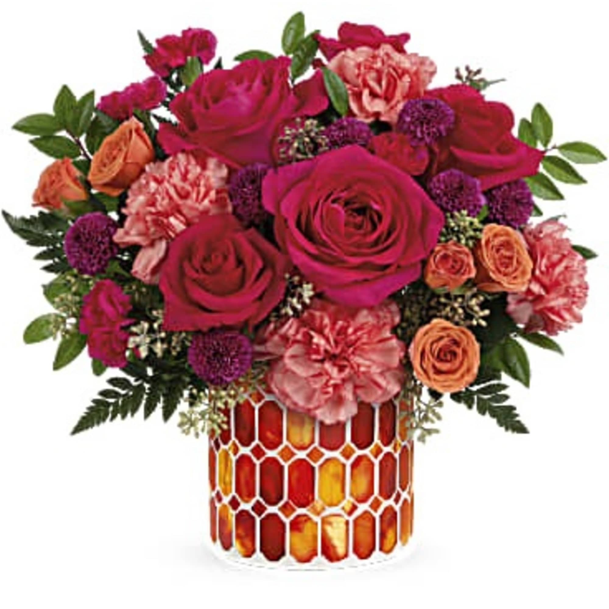 As mesmerizing as a summer sunset, this majestic mix of colorful roses