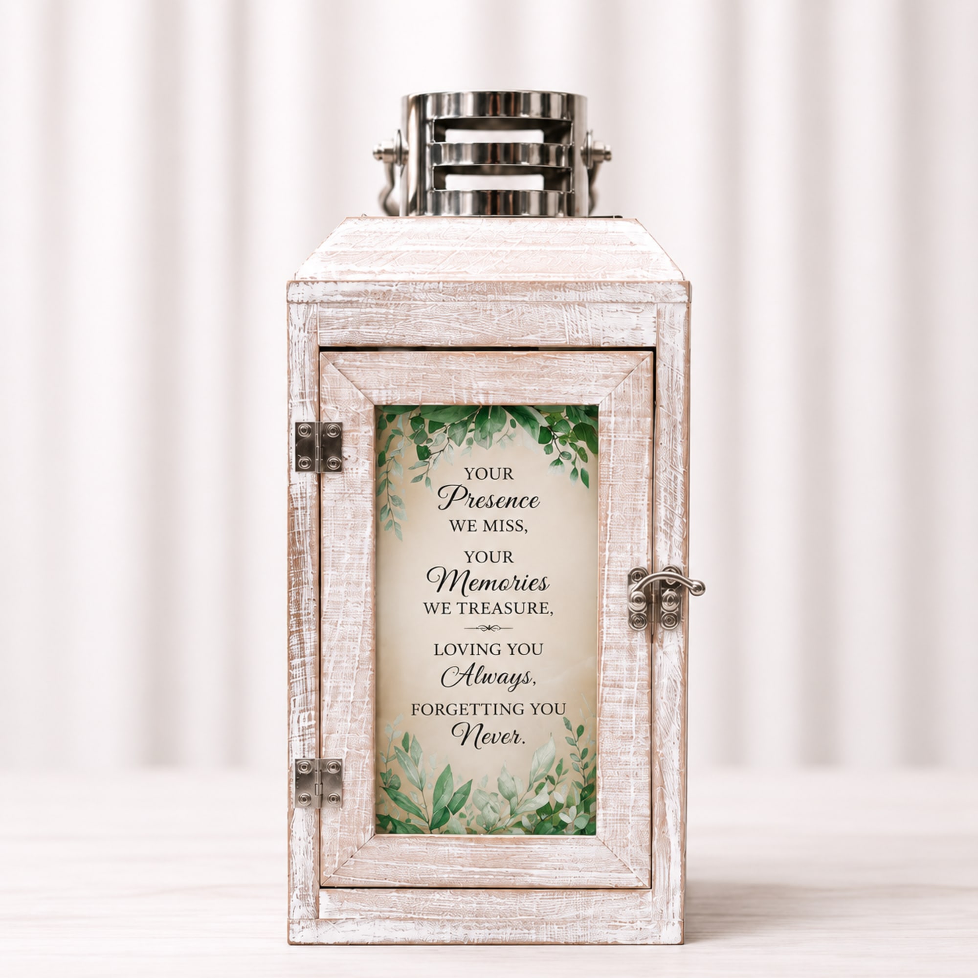 This Memorial Lantern is a timeless sympathy keepsake designed to honor and