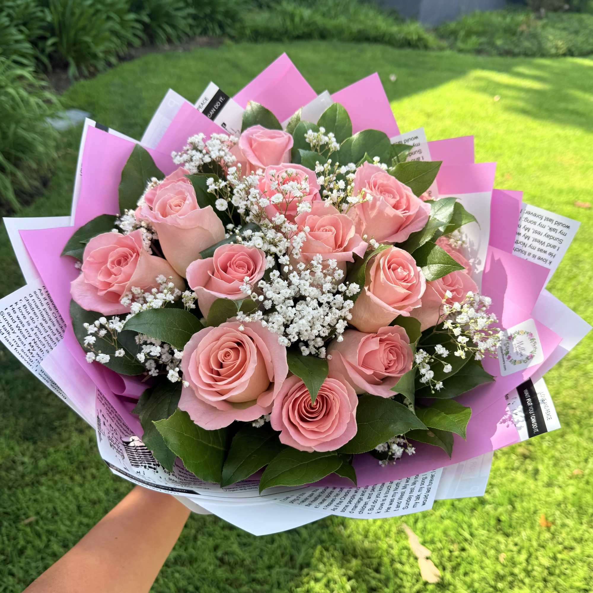 Stunning bouquet crafted with 12 Ecuadorian roses in pink  hermosa color