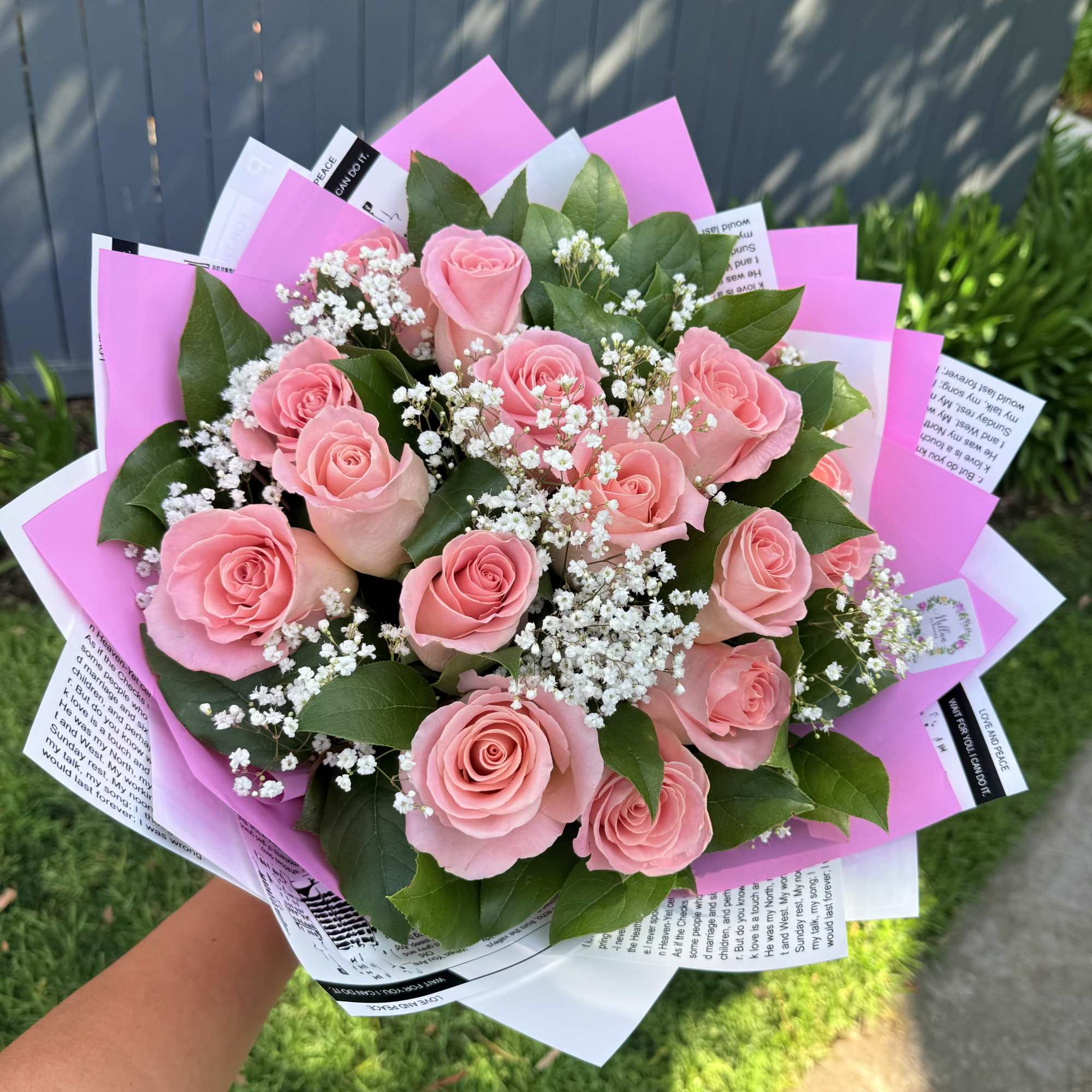 Stunning bouquet crafted with 12 Ecuadorian roses in pink  hermosa color