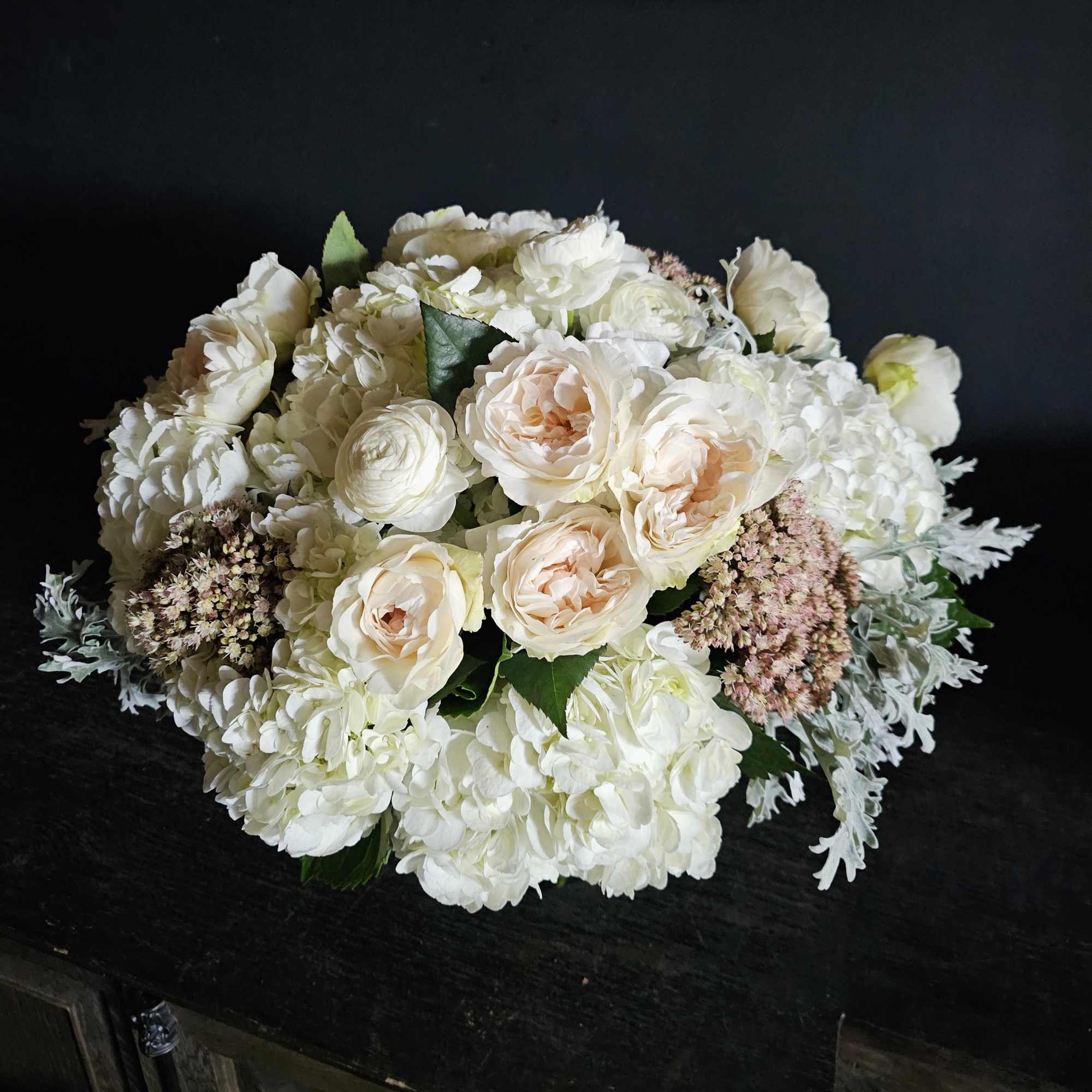 Cream and blush bouquet with hydrangeas and roses