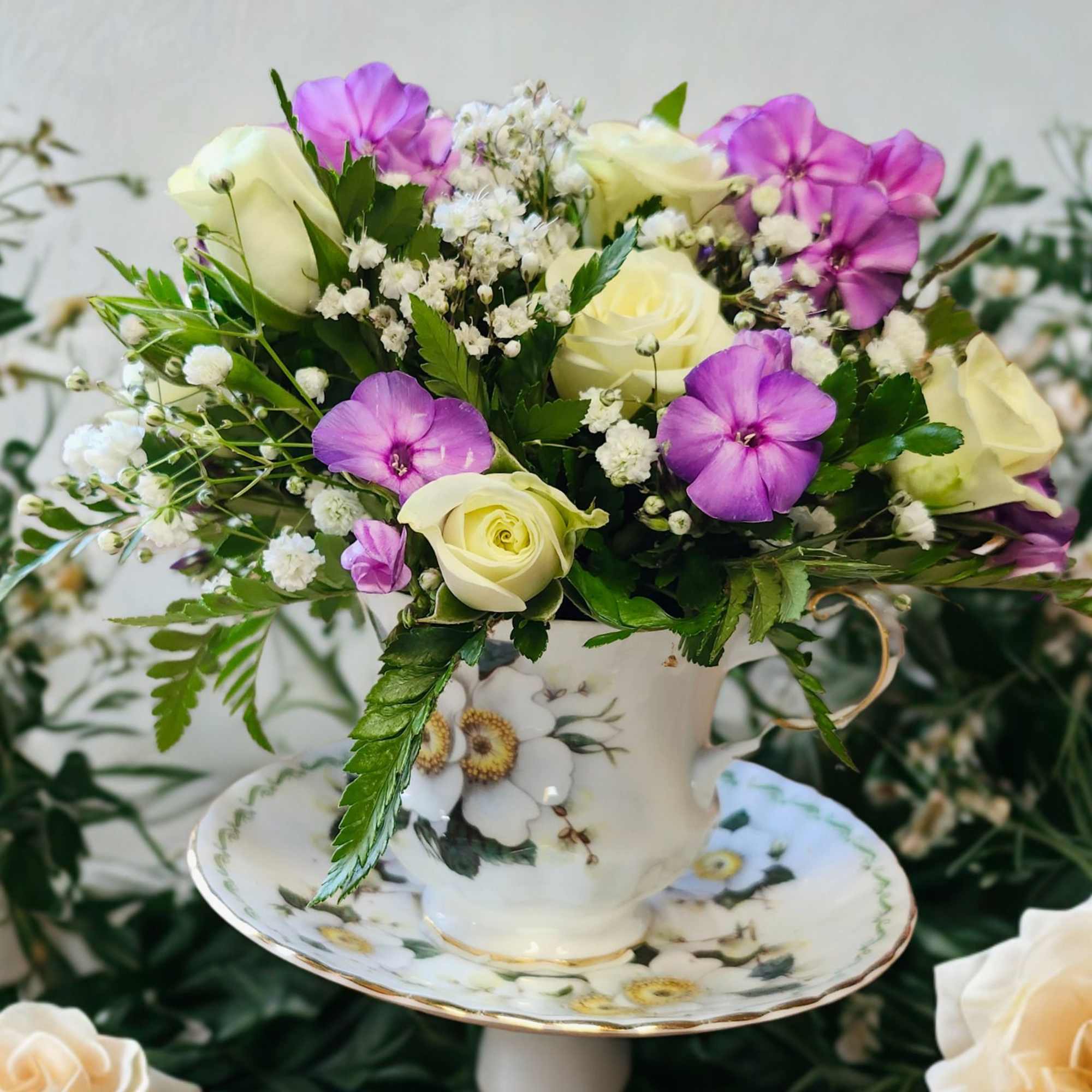 Sweet, charming, and full of timeless beauty, the Vintage Teacup Garden is