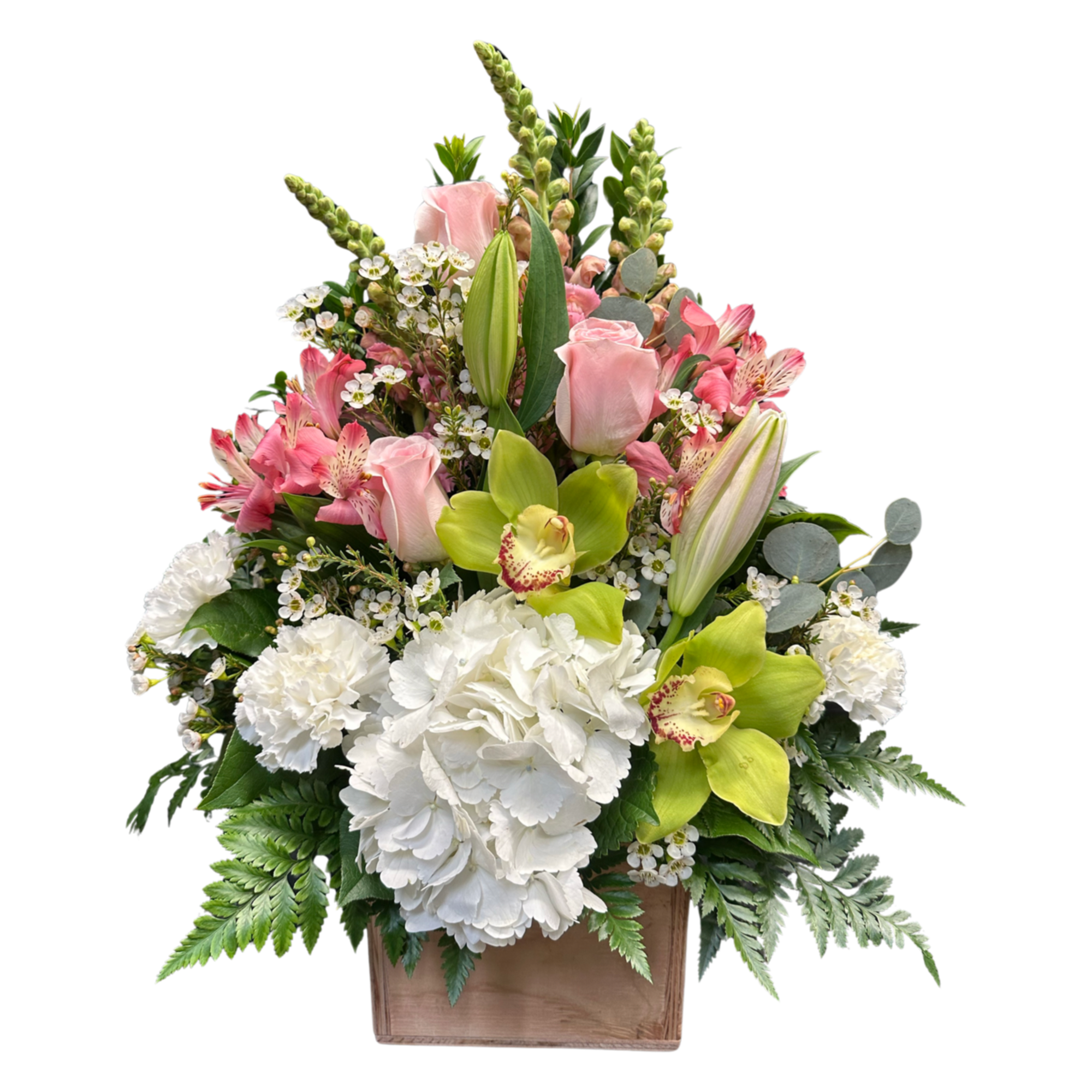 Our popular wooden garden box with the freshest mix! This design with