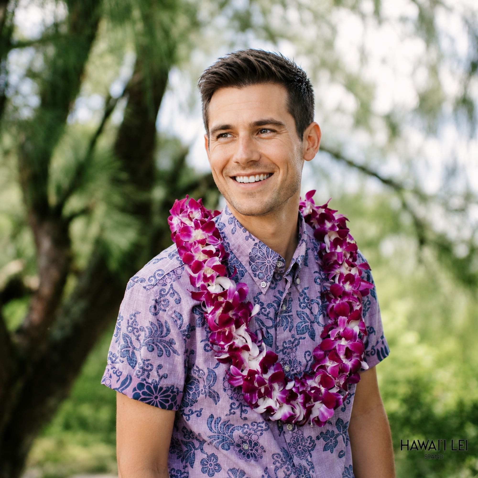 Graduation leis made of orchids in various colors. Please specify your desired