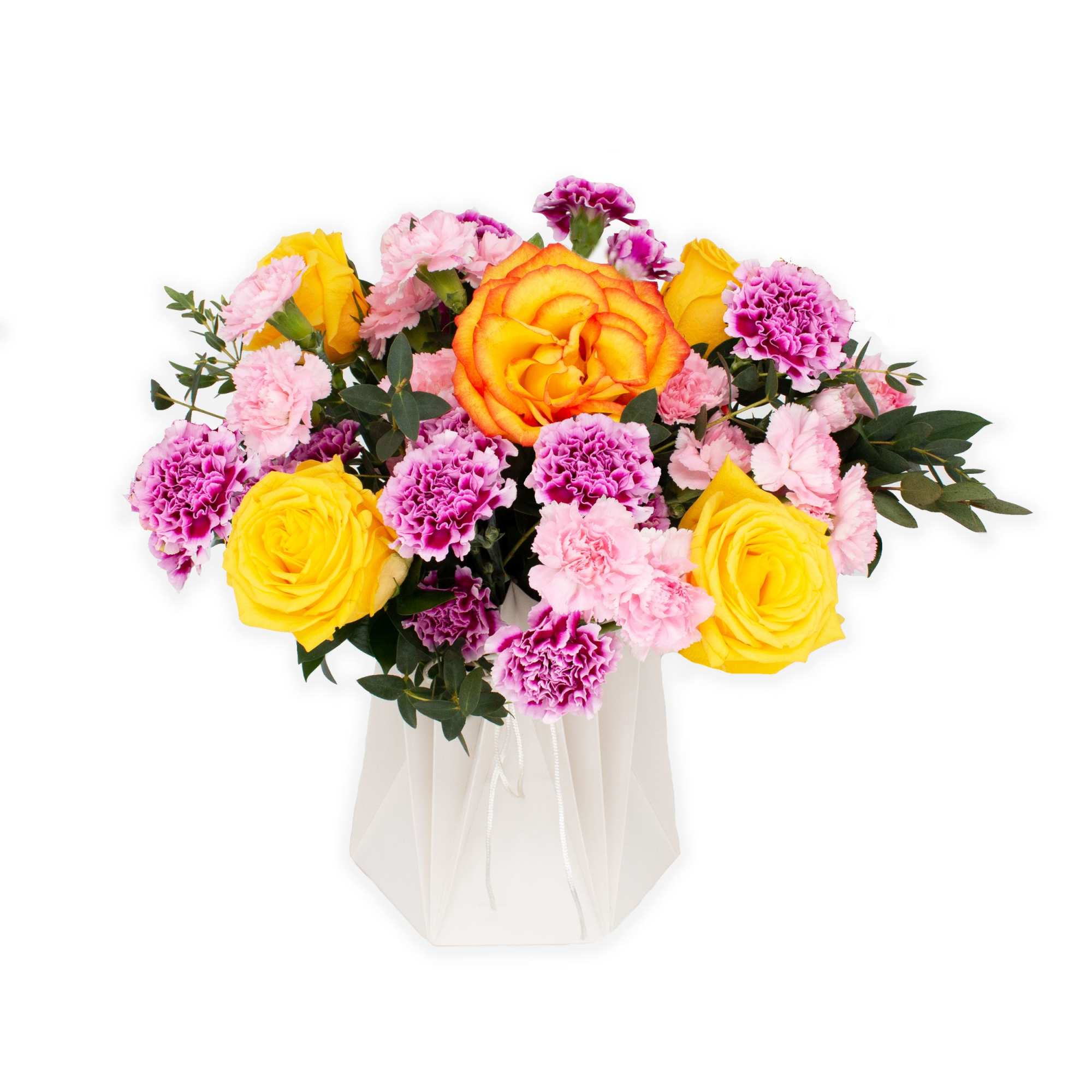 A beautiful celebration of color and texture, this arrangement brings together classic
