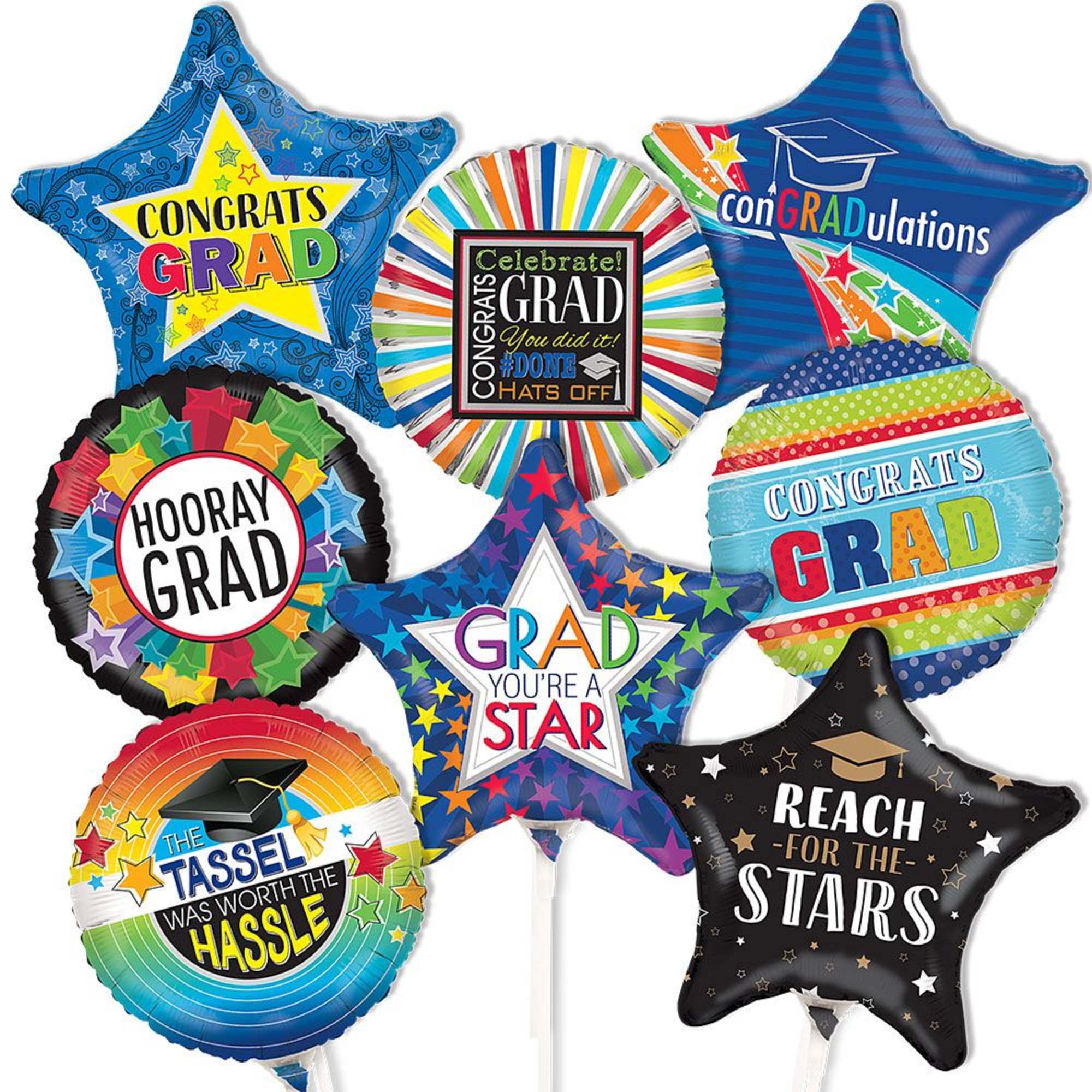 6 Mylar Bunch for Graduation.   Image is just a display