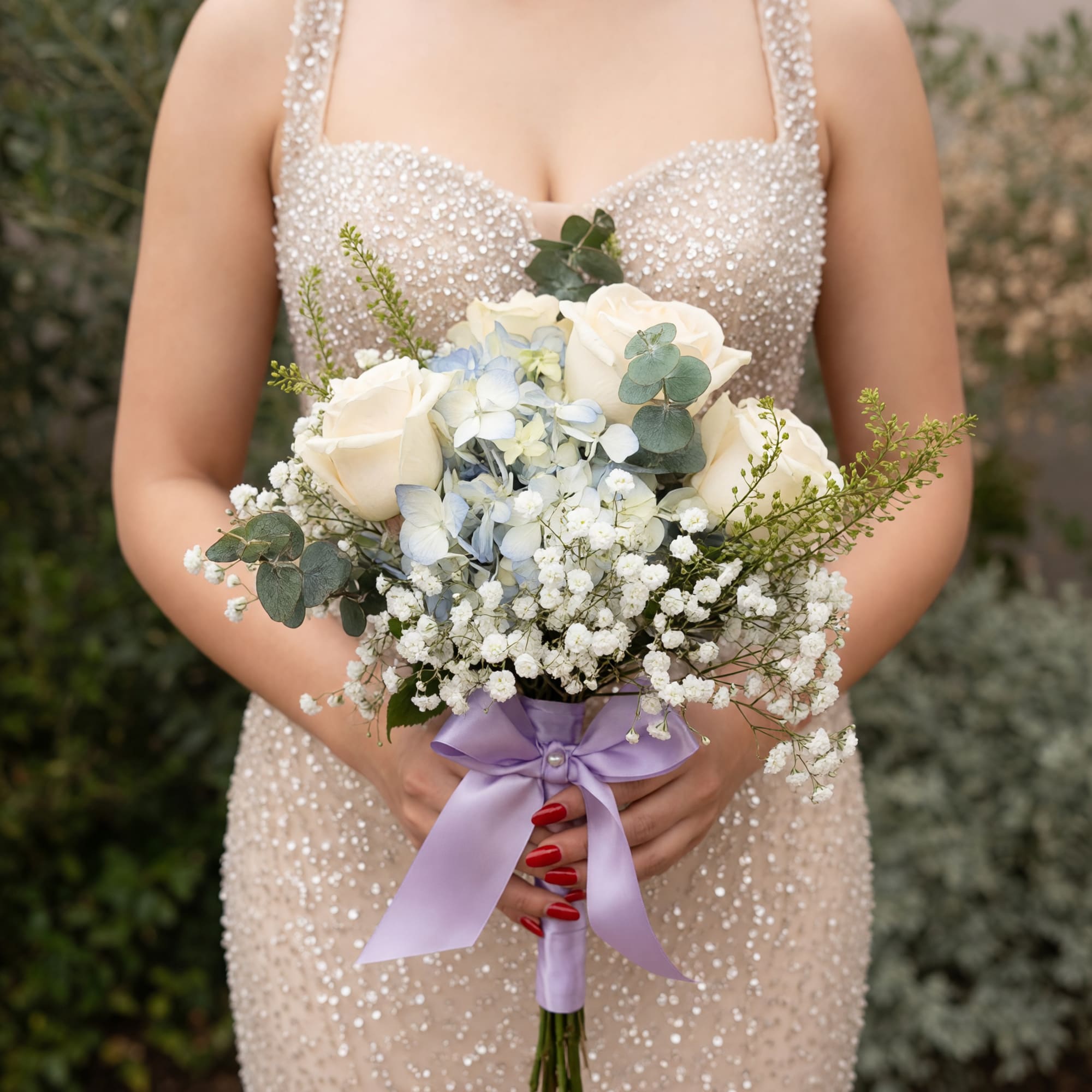 A delicate, garden-style mini prom bouquet that feels quietly romantic-the perfect prom