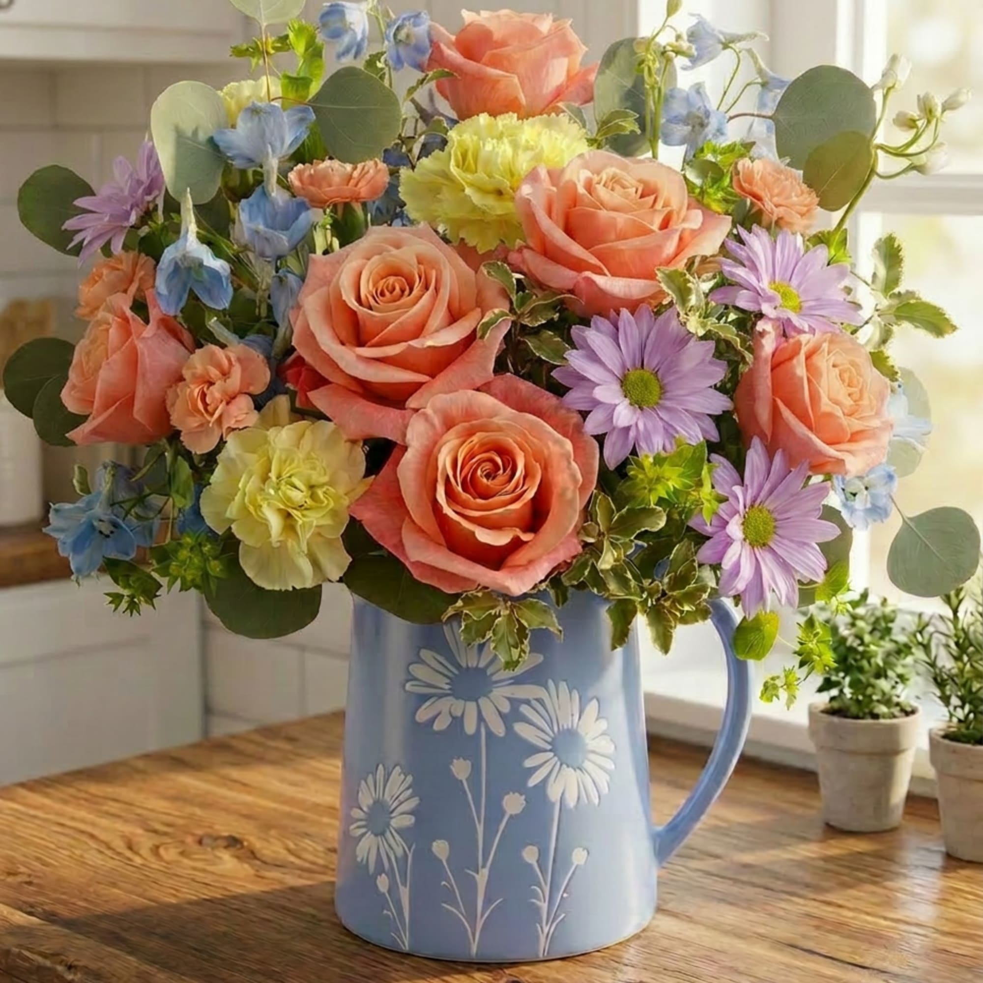 Cheerful, soft, and full of garden charm, Sweet Meadow Morning features peach