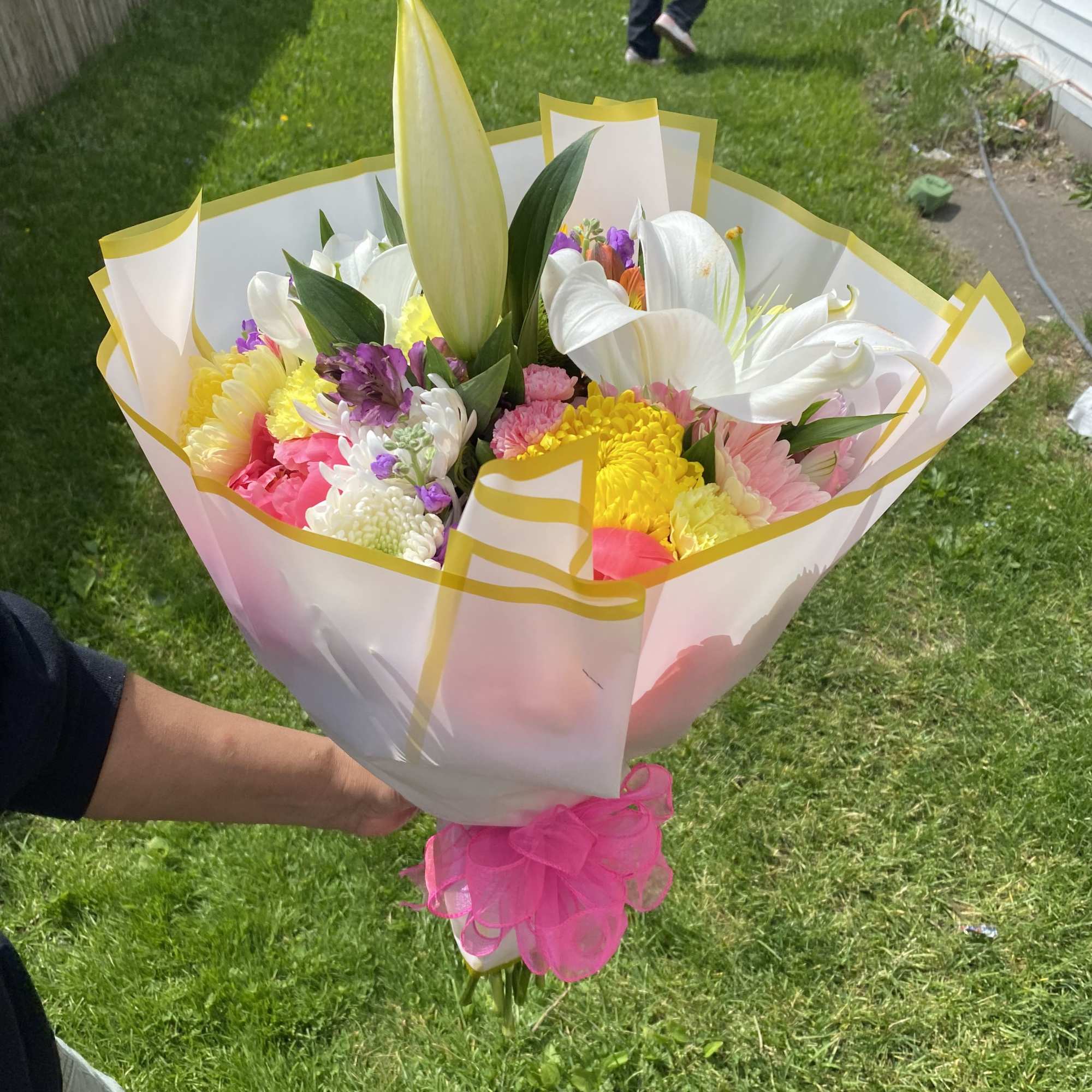 Large mixed bouquet of different colors and types of flowers