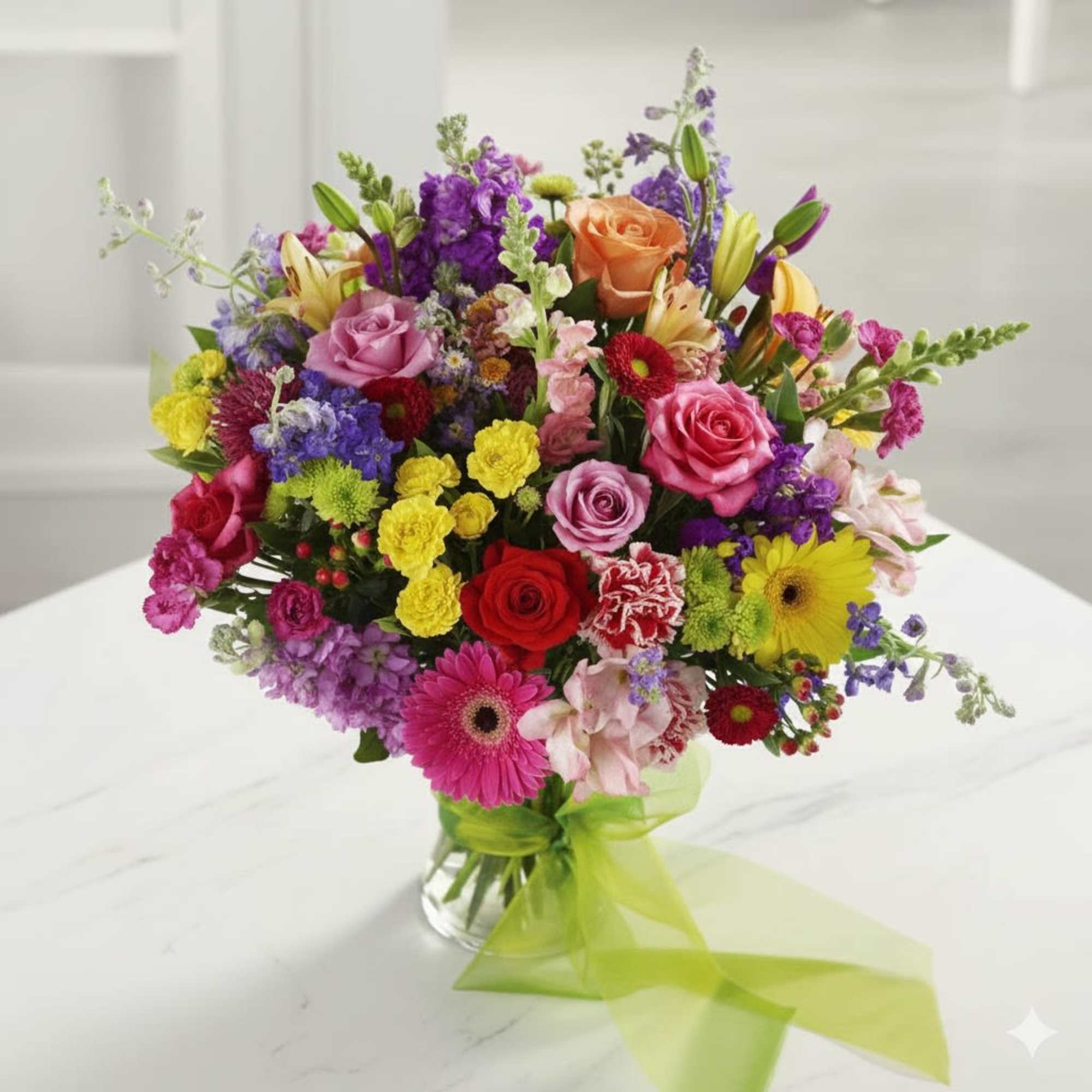  Pet Friendly?
No . With a large mixed bouquet of unspecified blooms