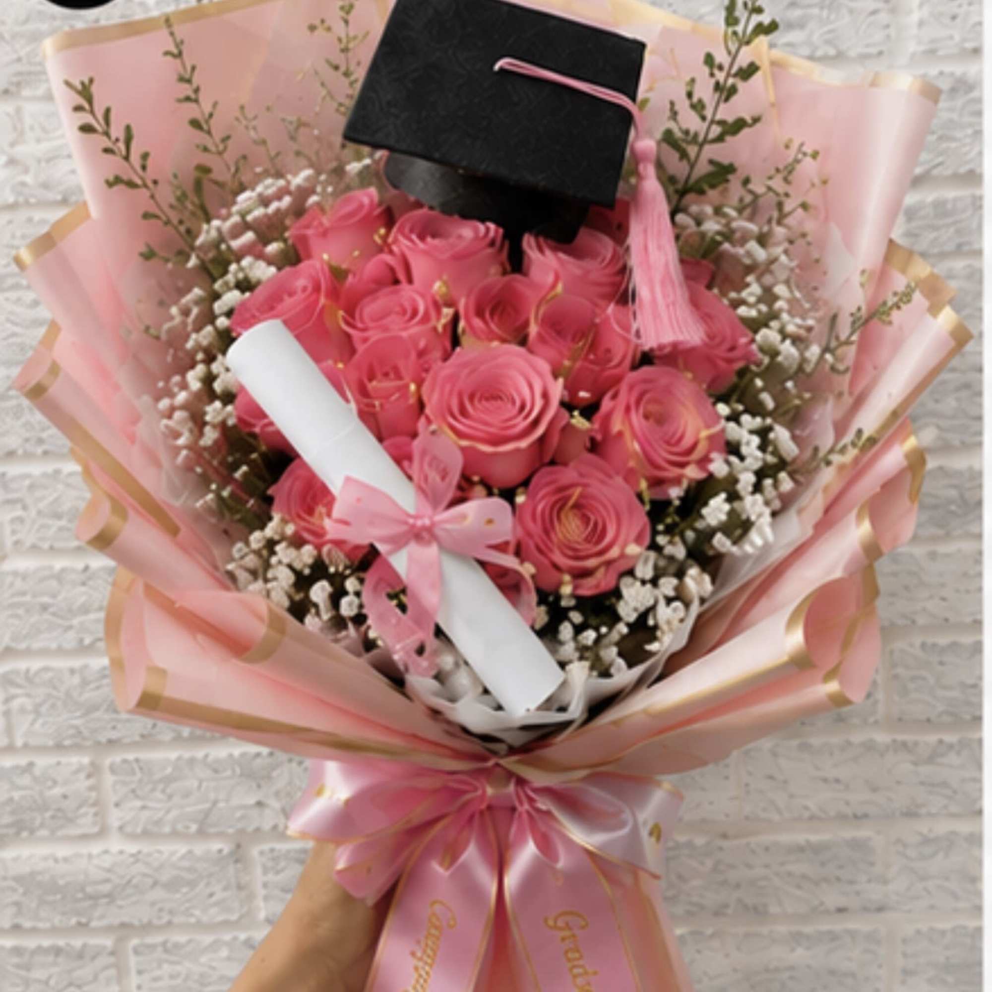 A bold cluster of roses made for celebration-these graduation bouquets pair classic